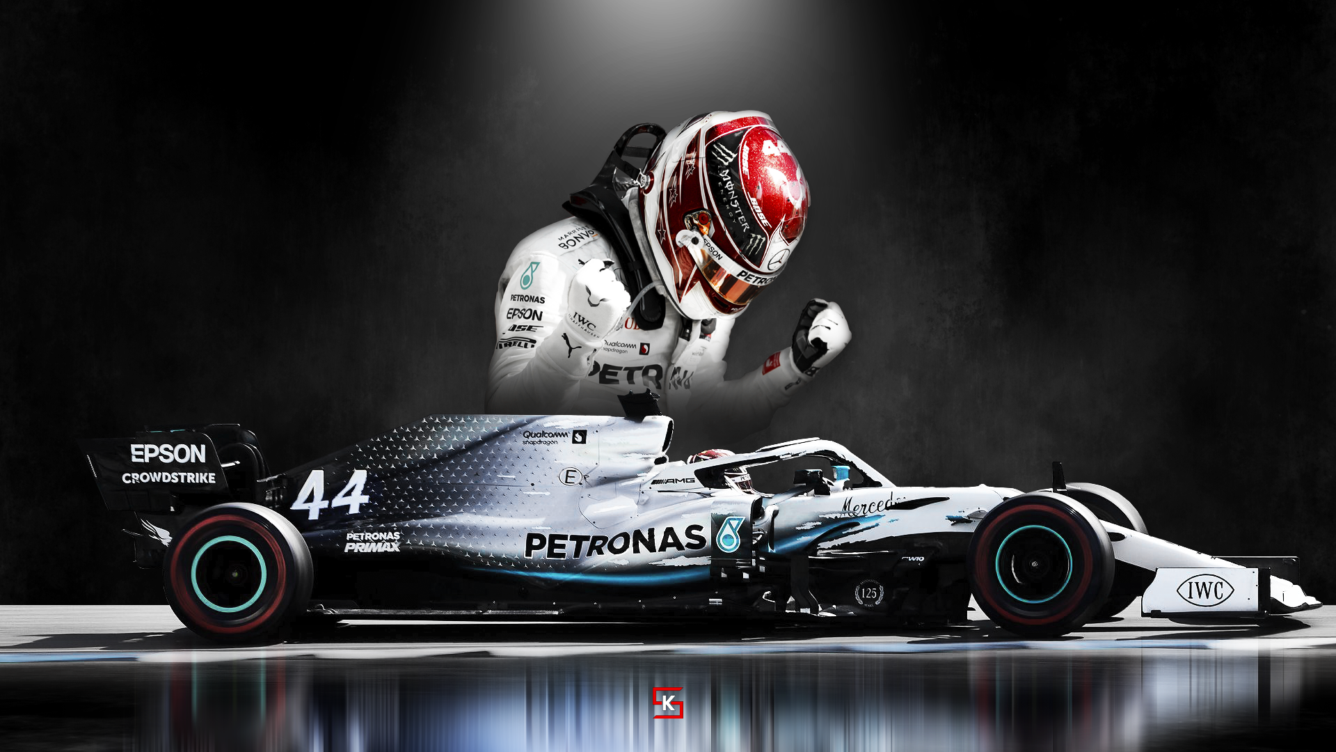 Lewis Hamilton and Mercedes F1 Car HD Wallpaper