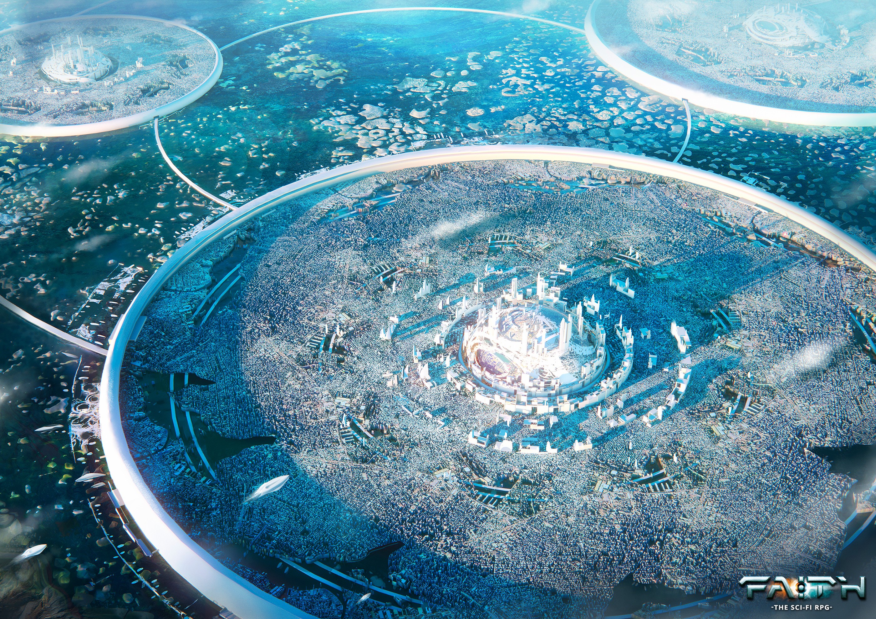 Futuristic underwater cities in Faith: The Sci-Fi RPG HD Wallpaper