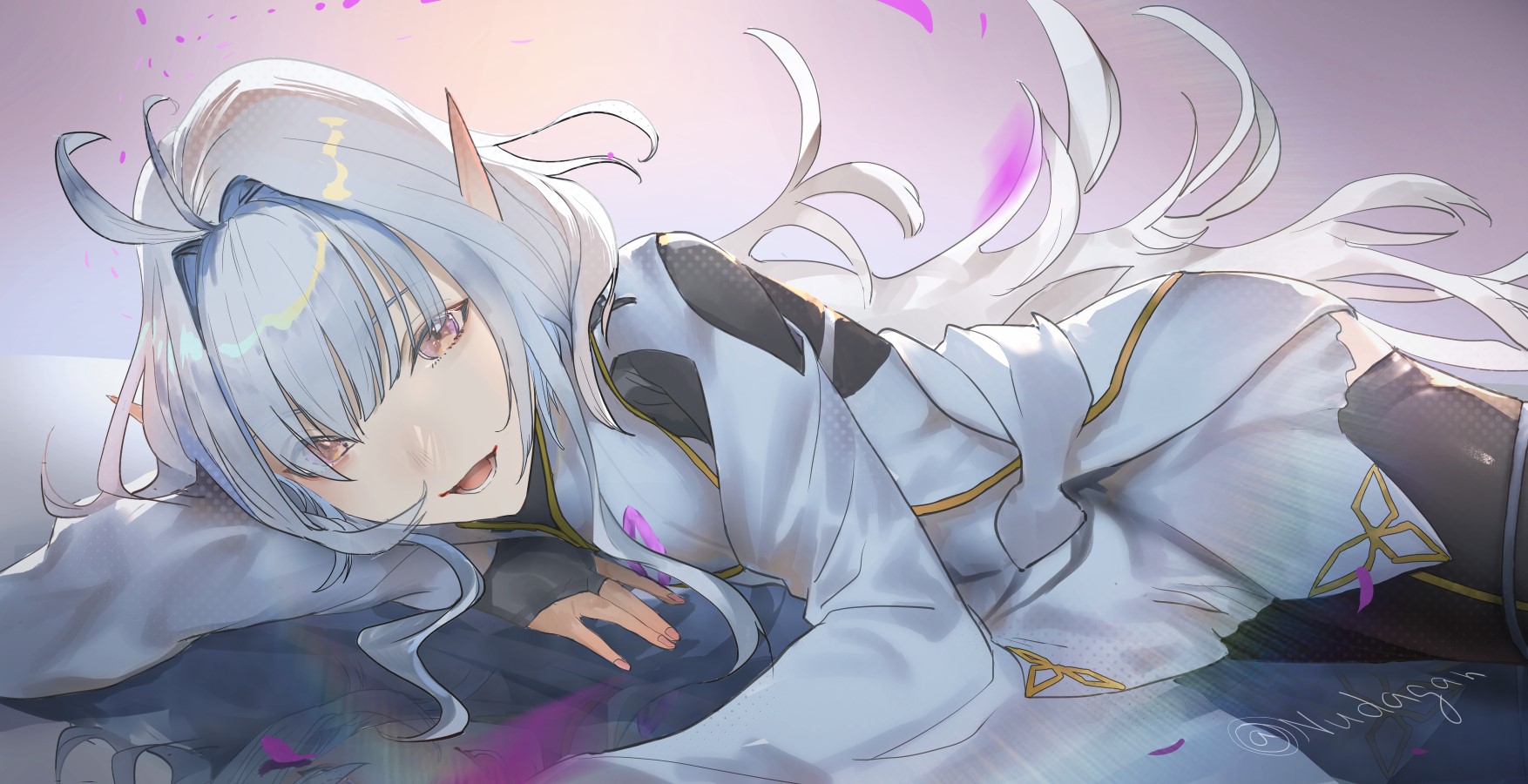 Anime girl with silver hair and elf ears HD Wallpaper