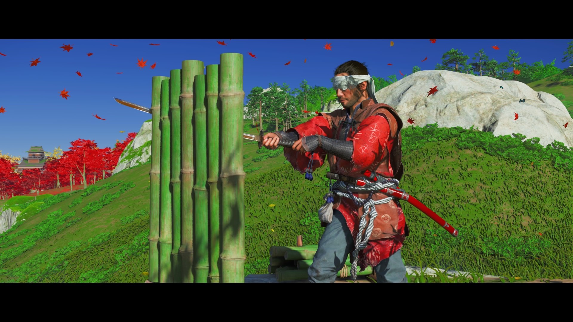 Samurai training with bamboo in Ghost of Tsushima HD Wallpaper
