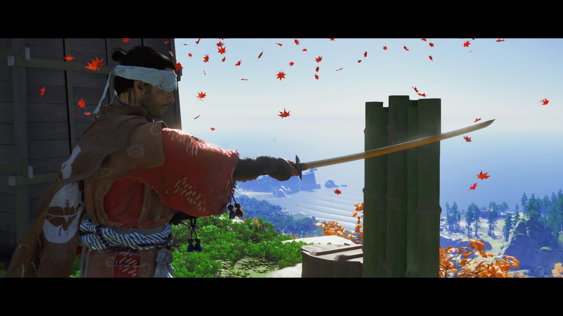 Jin Sakai from Ghost of Tsushima practicing with a sword HD Wallpaper