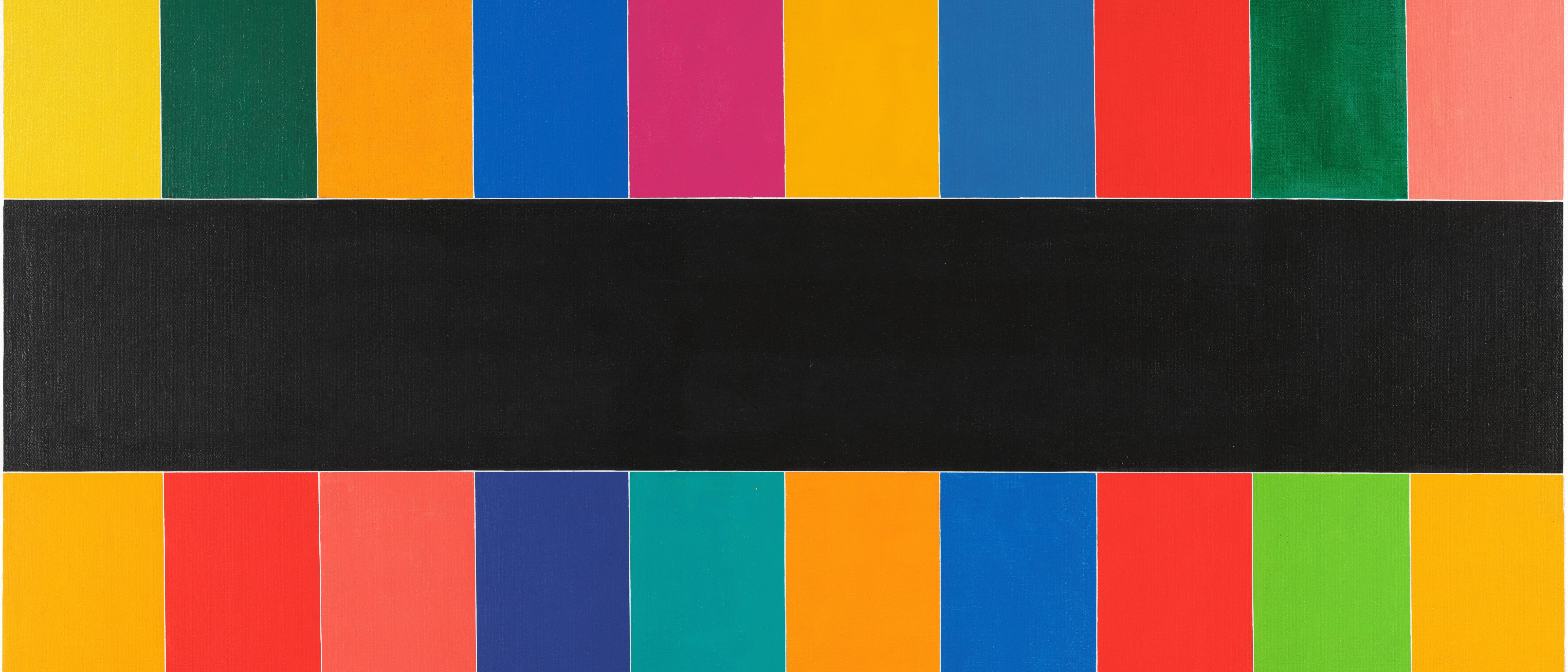 Abstract painting with colorful rectangles and black bar HD Wallpaper