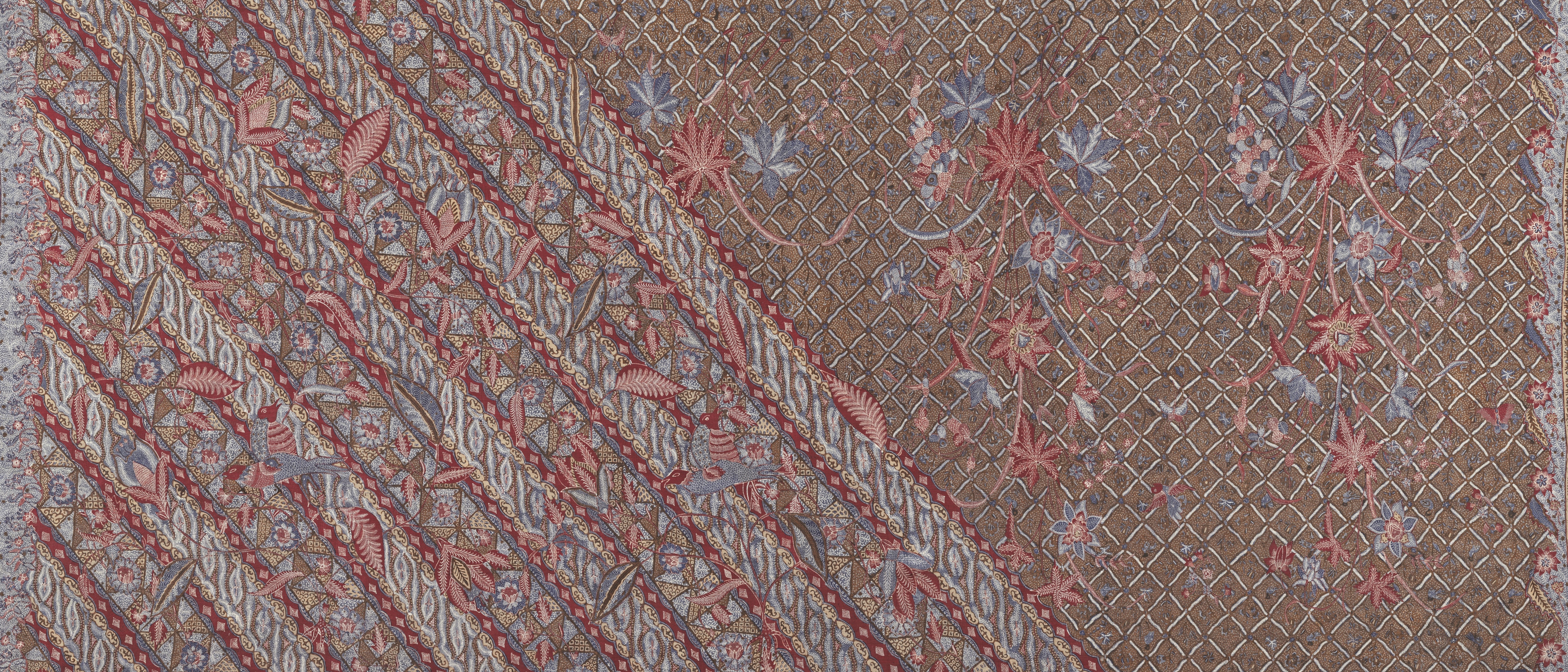 Brown silk fabric with floral and diagonal patterns HD Wallpaper