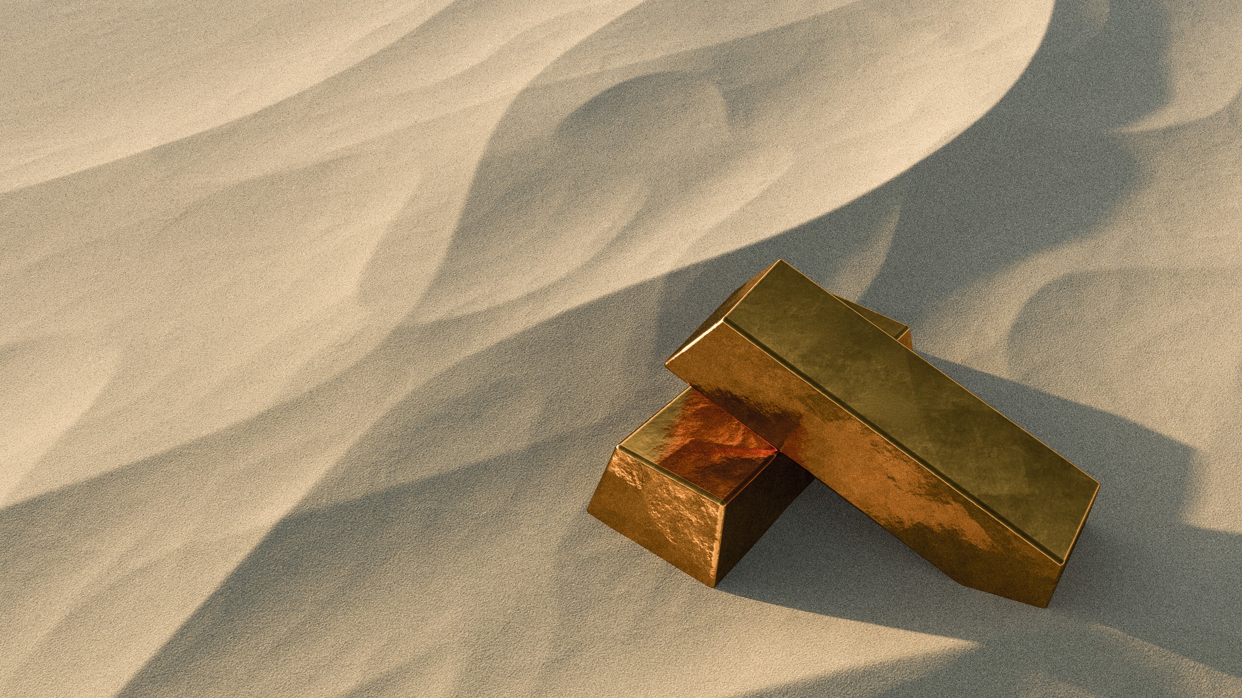 Gold bars on sand dunes HD Wallpaper