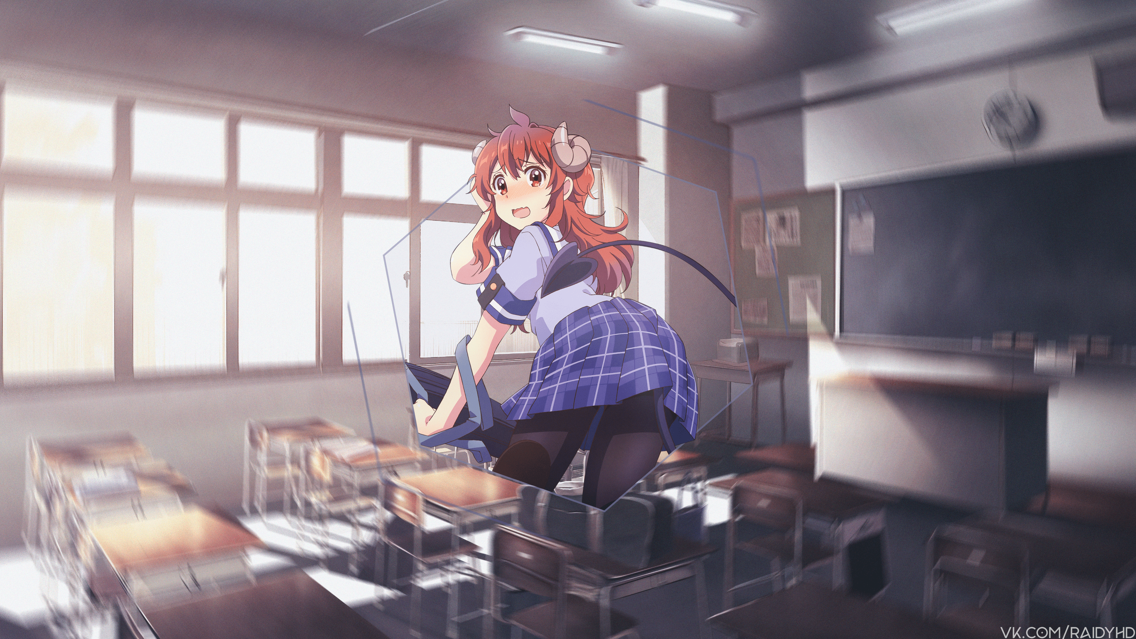 Anime girl in classroom HD Wallpaper