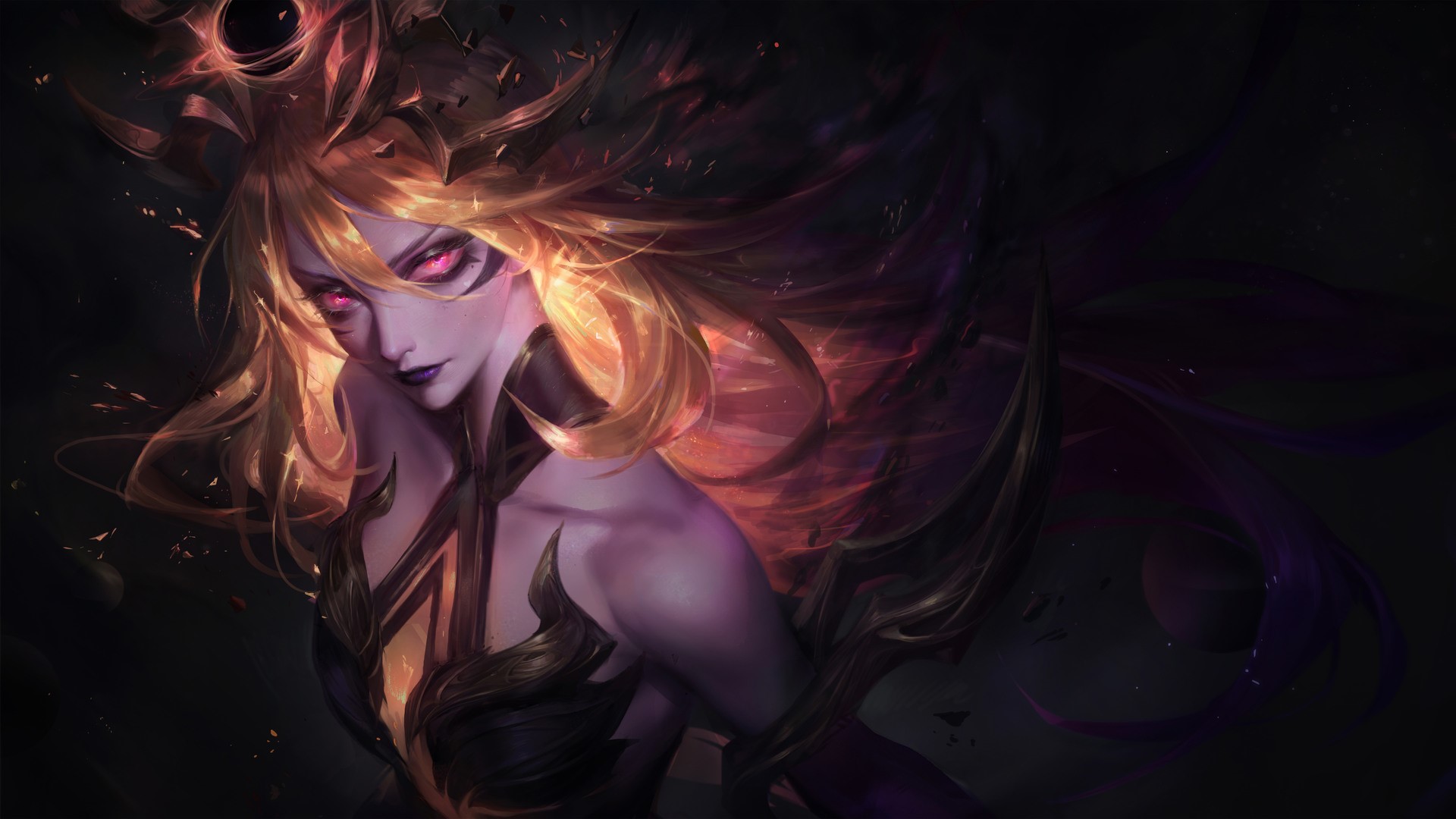Lux from League of Legends with red eyes HD Wallpaper