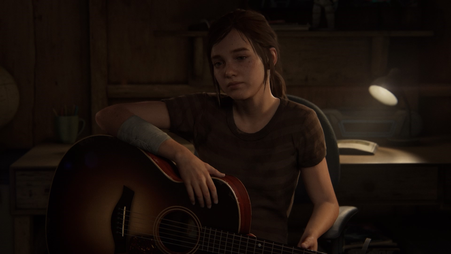 Ellie from The Last of Us Part II with a guitar HD Wallpaper