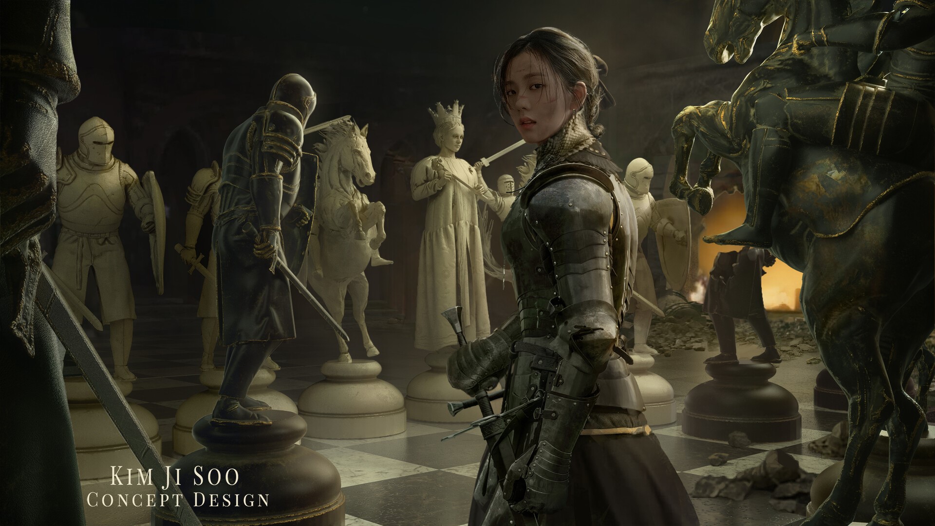 Kim Ji Soo Concept Design Fantasy Art Chess HD Wallpaper