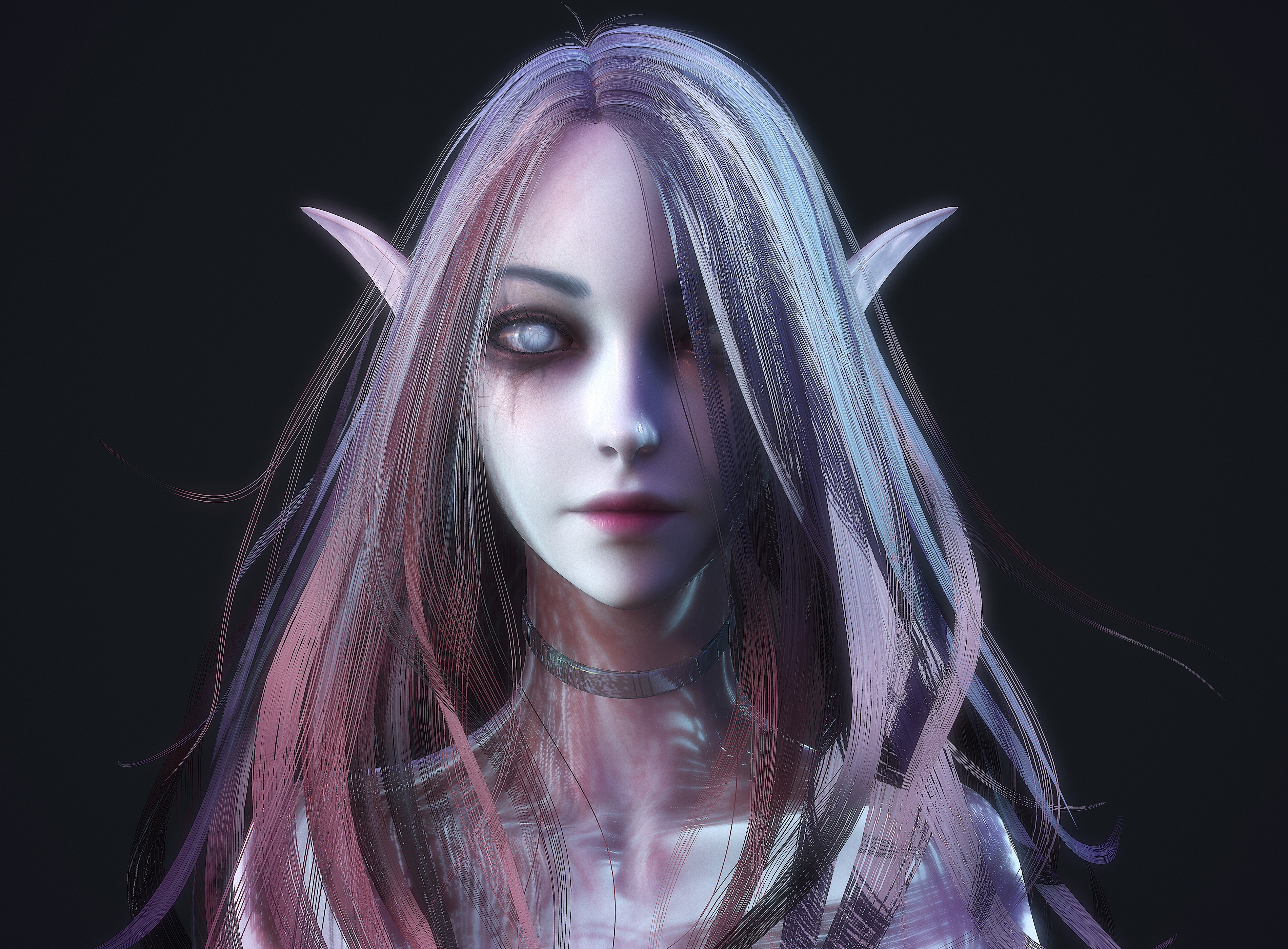 Fantasy art of a CGI elf woman with long hair HD Wallpaper