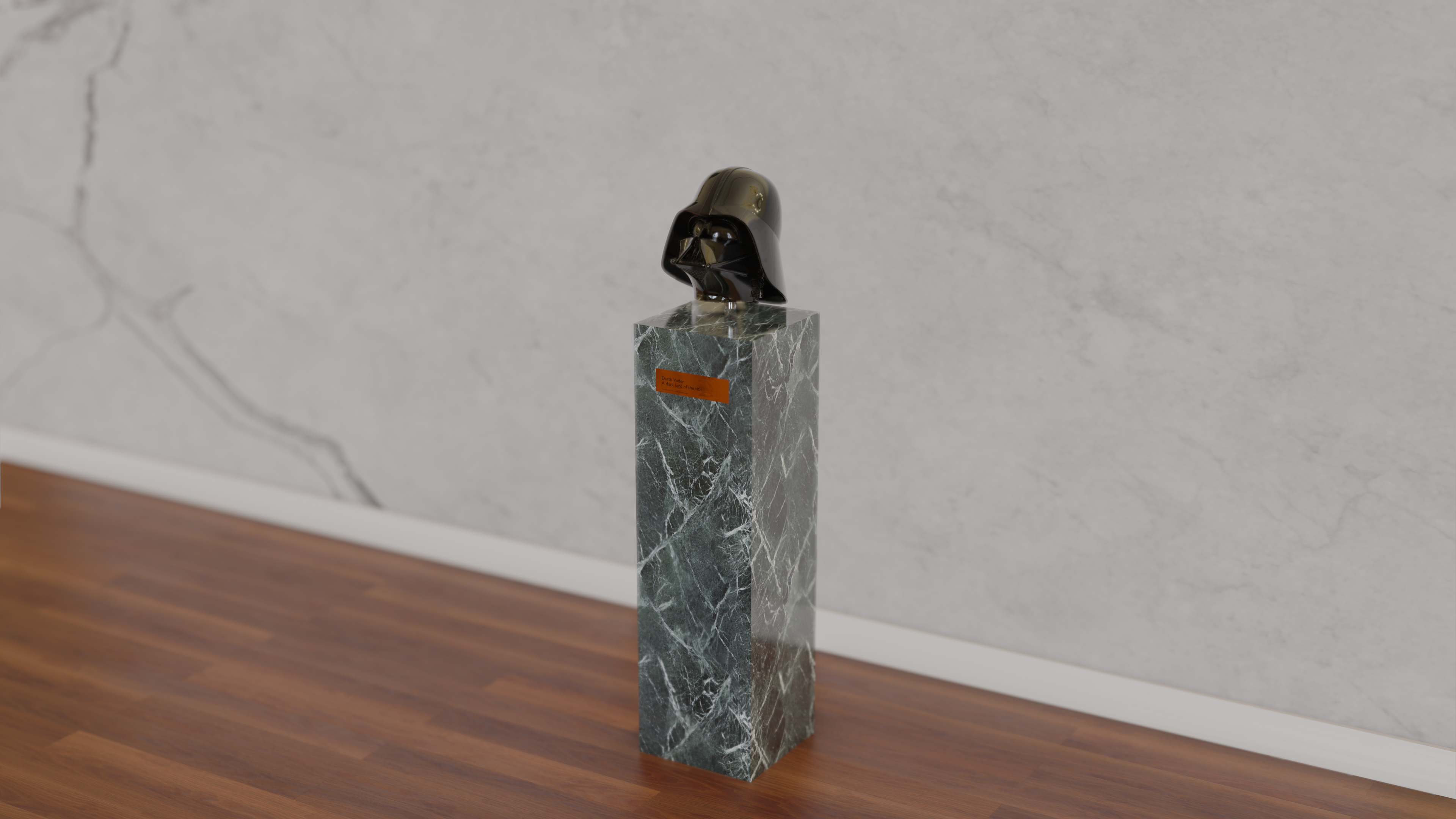 Darth Vader bust on a marble pedestal HD Wallpaper