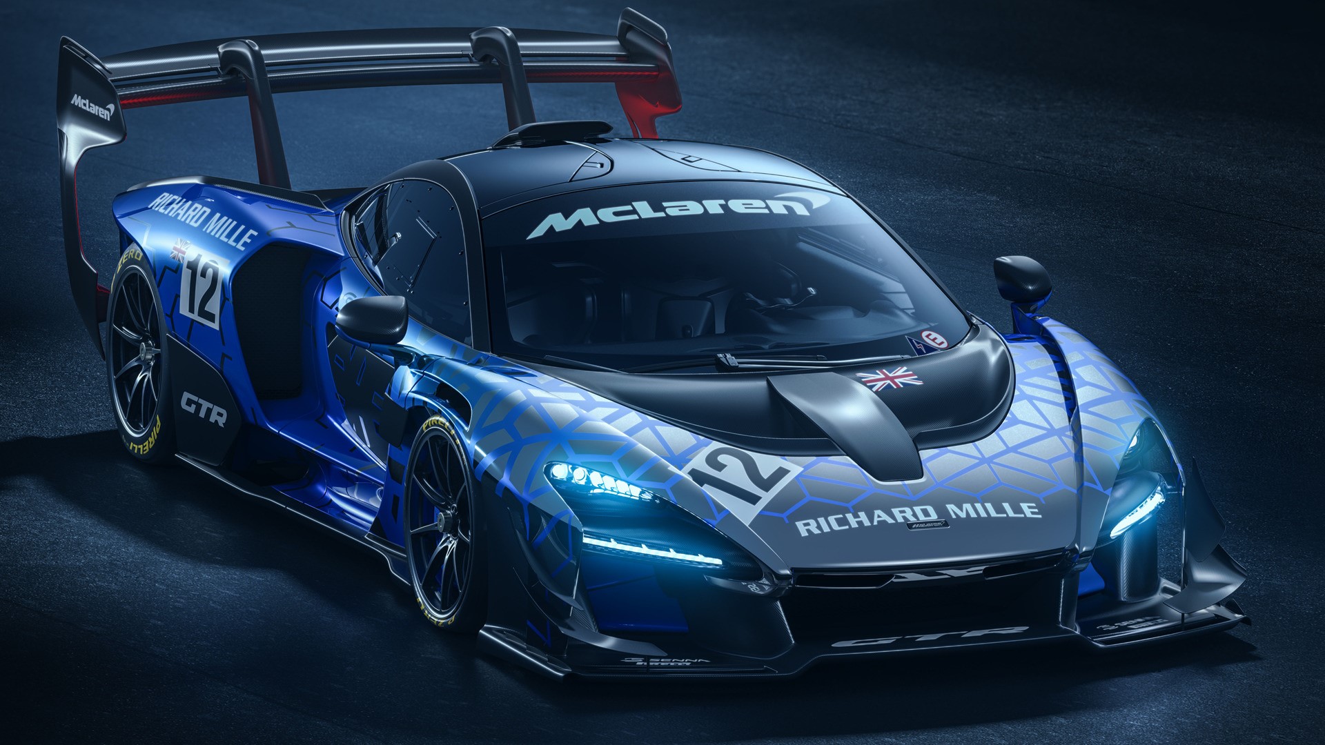 McLaren Senna GTR race car with number 12 HD Wallpaper