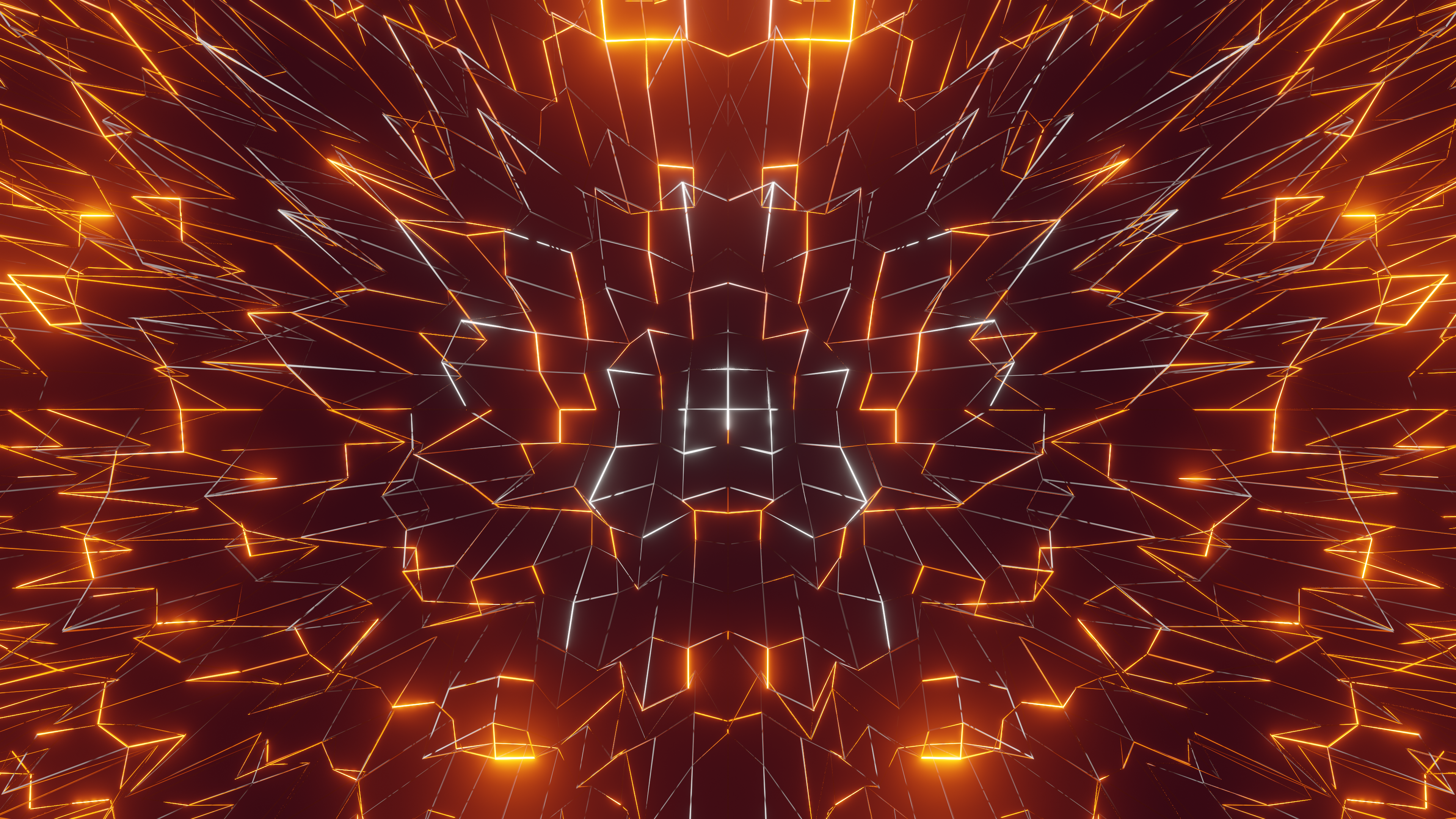 Abstract glowing geometric symmetry 4K HD Wallpaper