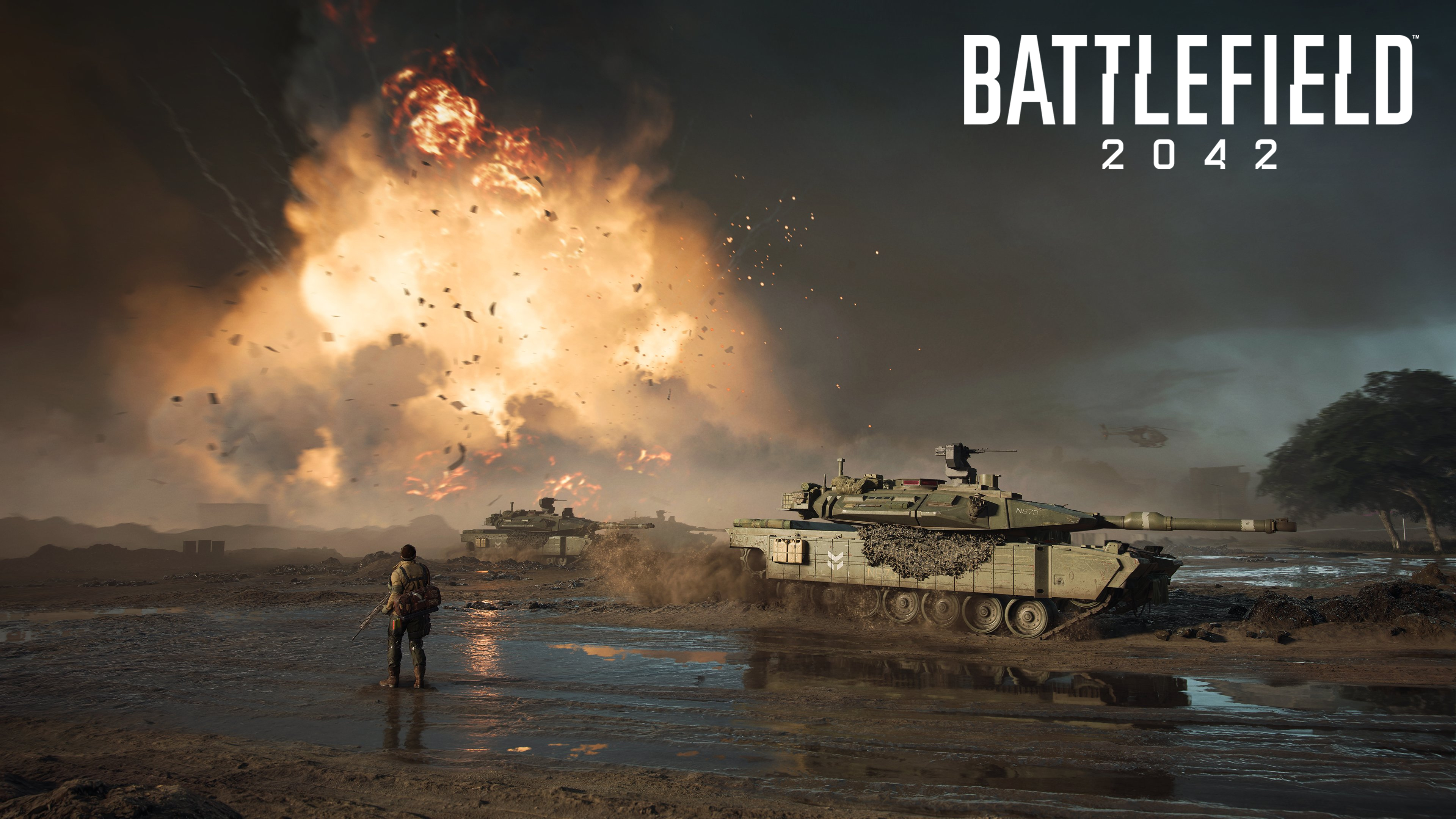 Battlefield 2042 4K: Tanks and Explosions in War Zone HD Wallpaper