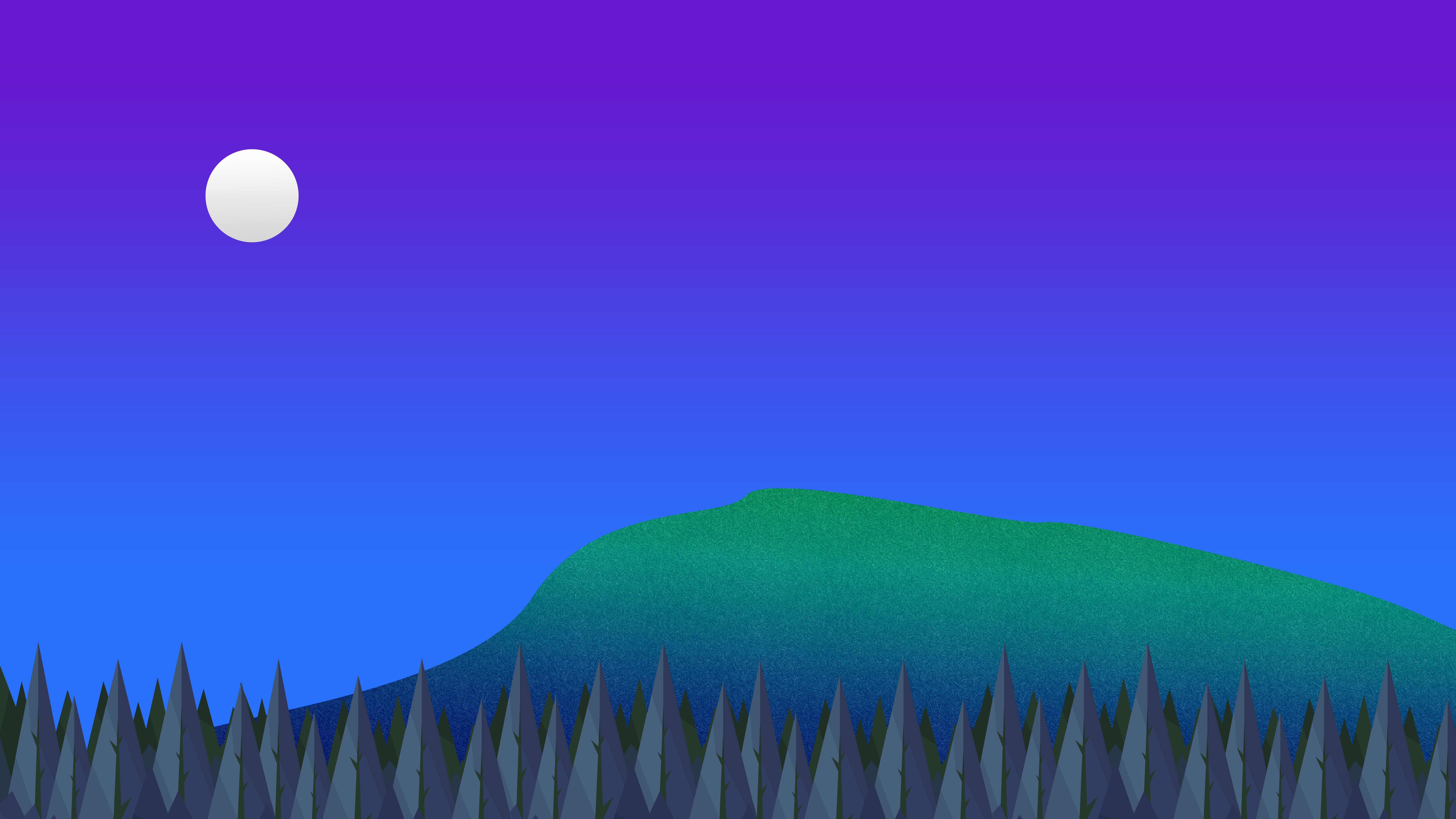 Minimalist Night Landscape with Moon and Forest HD Wallpaper