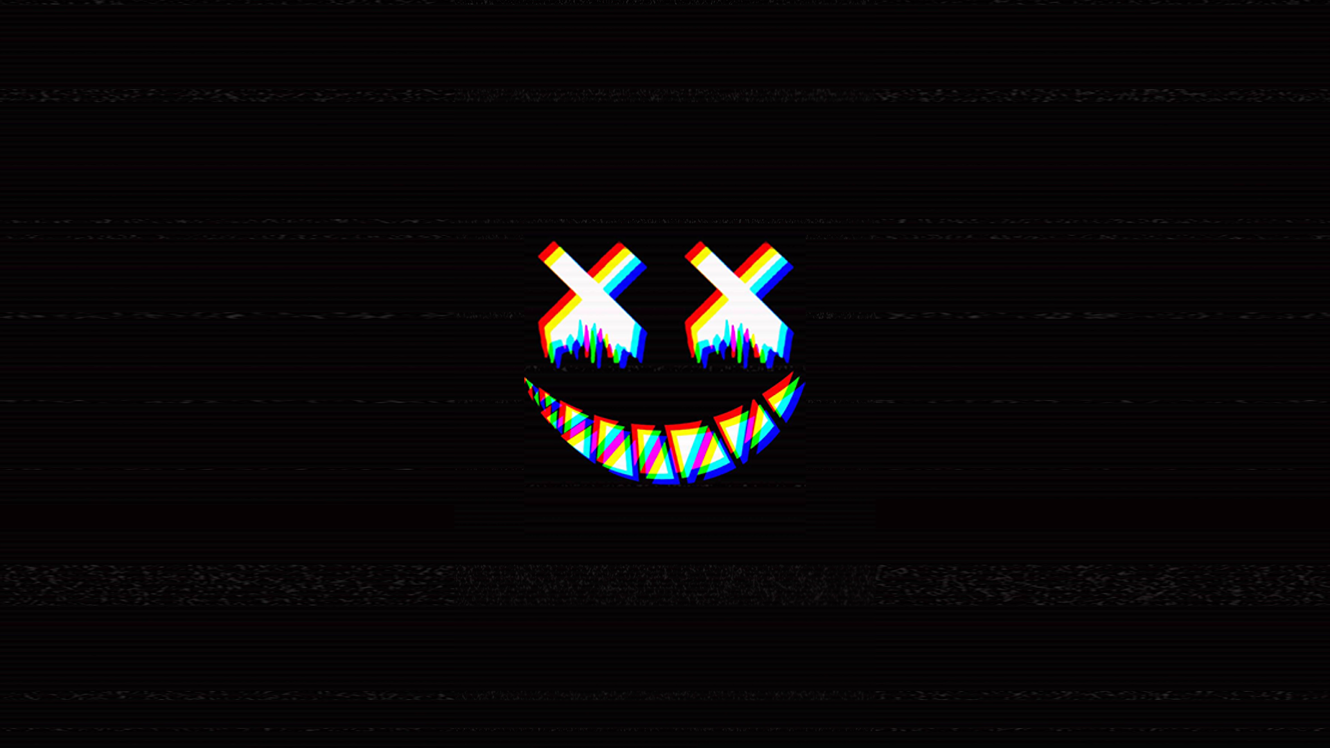 Glitch Art Smile with X Eyes HD Wallpaper