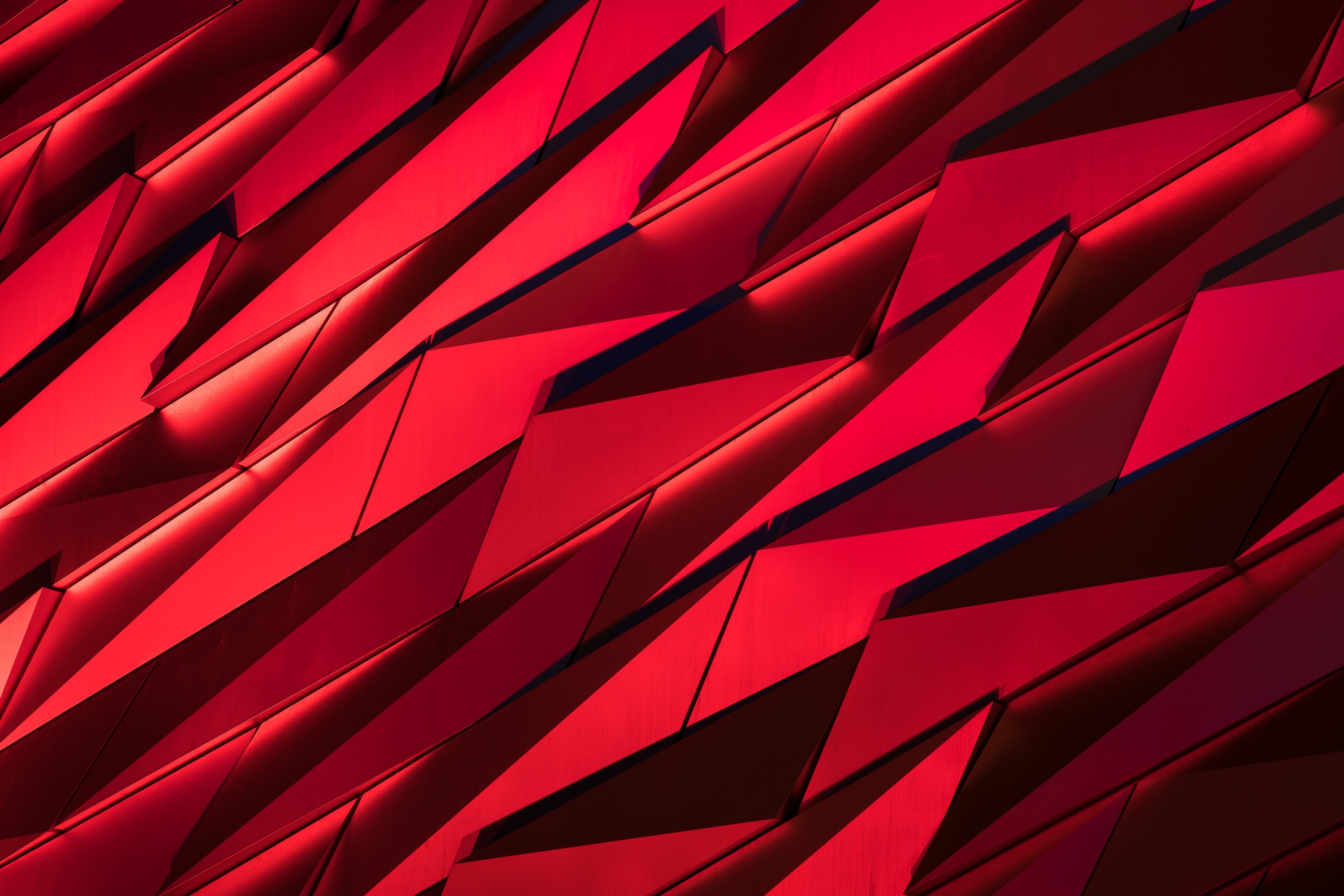 Abstract red geometric texture with sharp angles HD Wallpaper