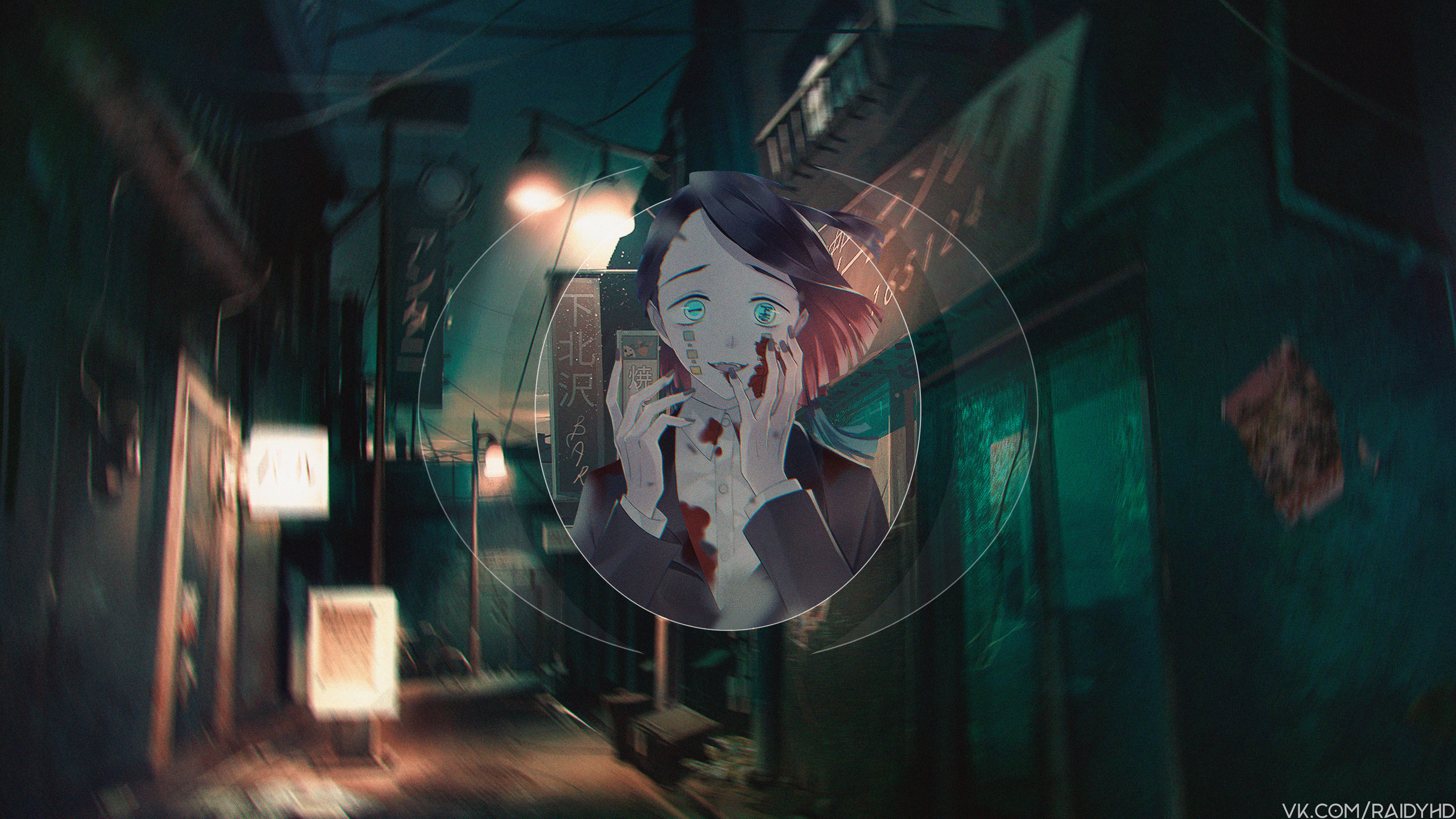 Anime character from Kimetsu no Yaiba in a dark alley HD Wallpaper