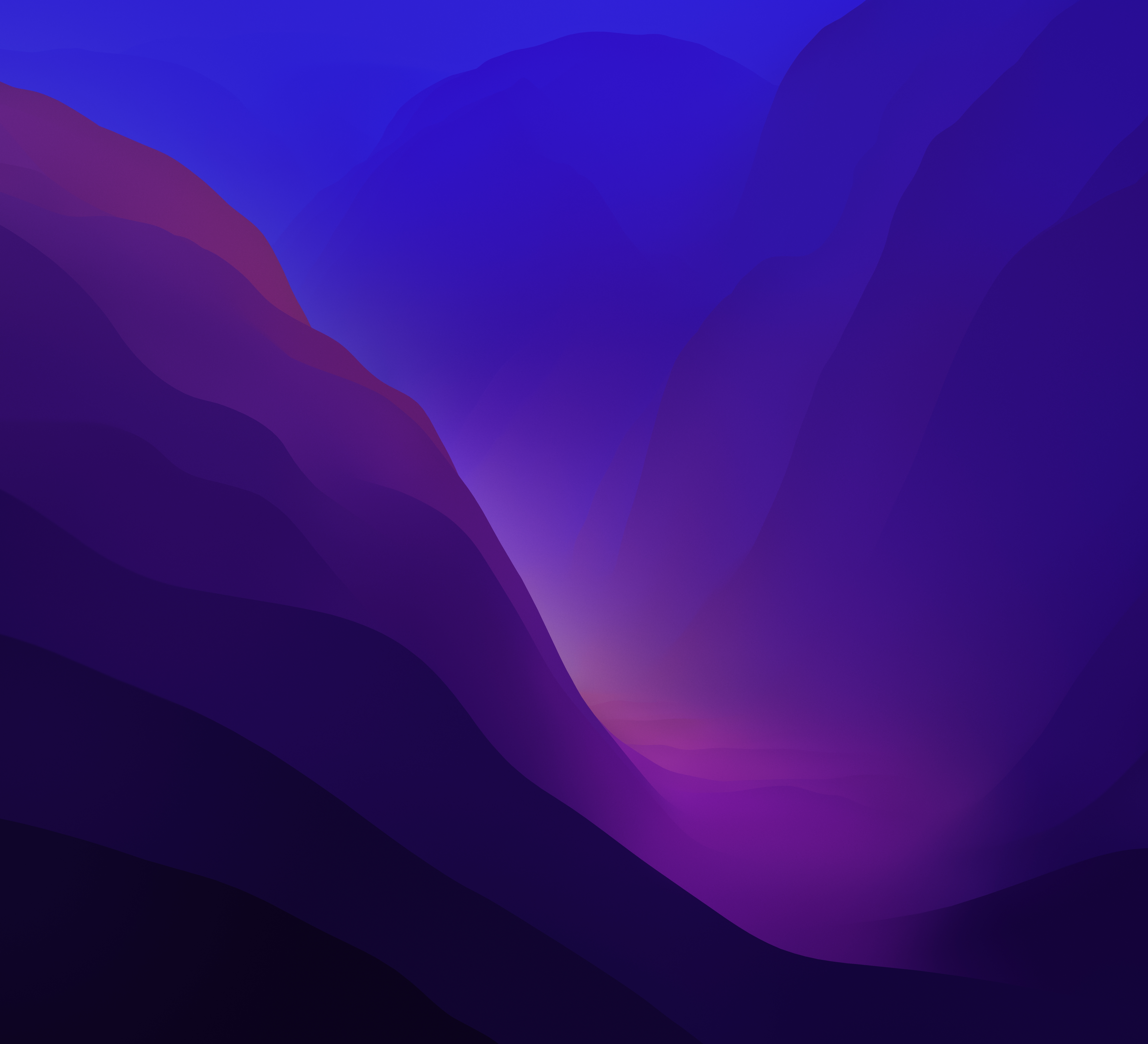 macOS 12 Monterey Stock Dark Purple Abstract Landscape HD Wallpaper