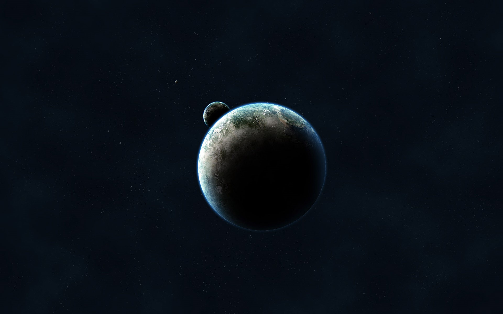 Digital art of planets and moons in space HD Wallpaper