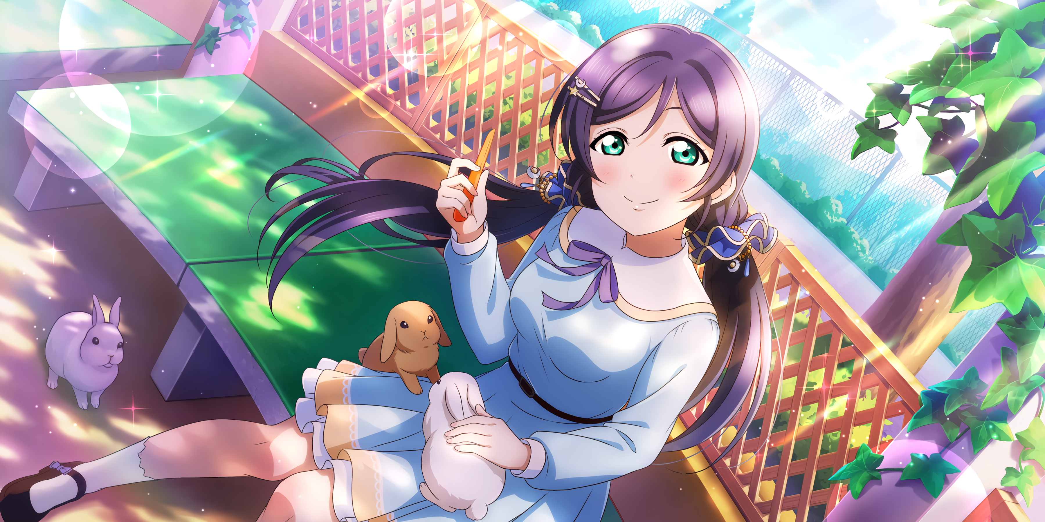 Toujou Nozomi from Love Live! Series with rabbits HD Wallpaper