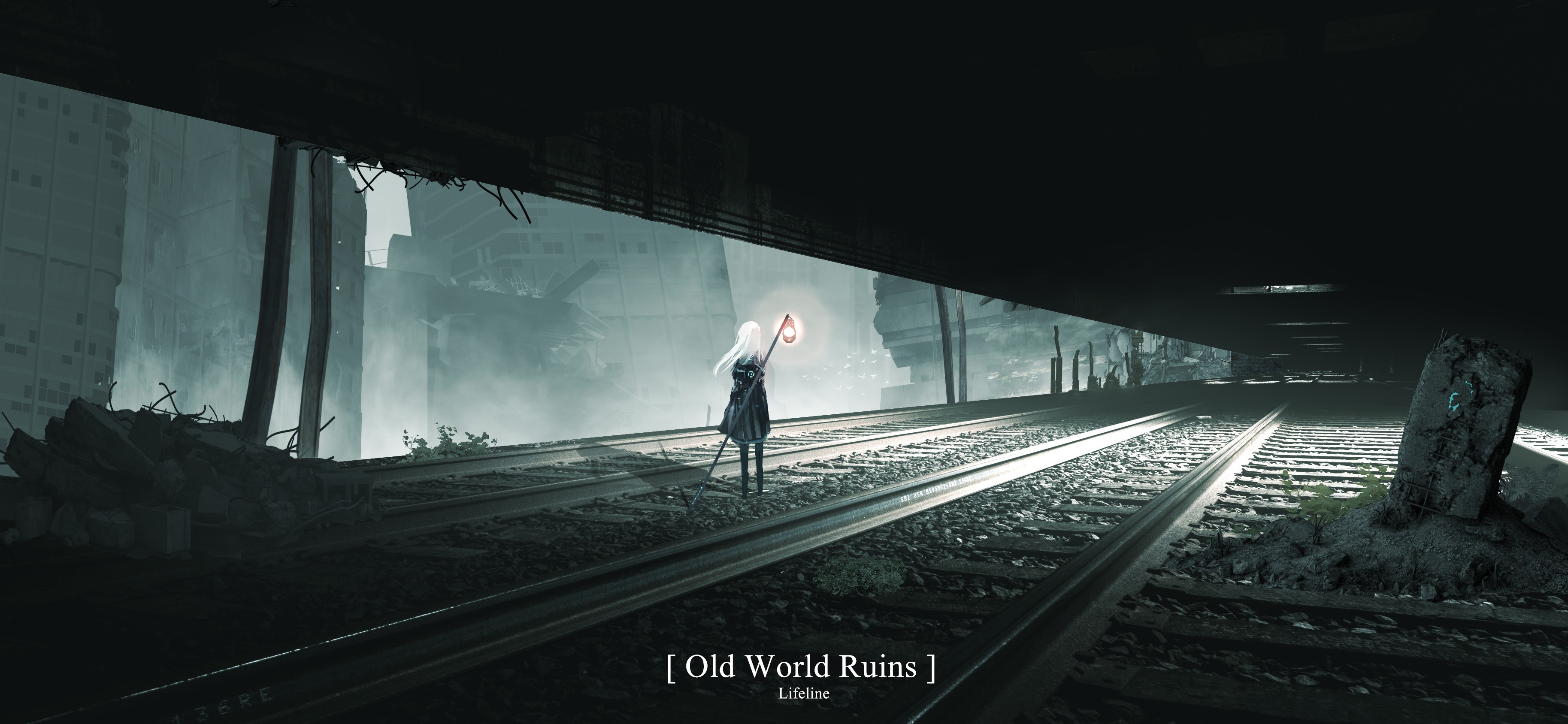 2B from Nier: Automata in Old World Ruins HD Wallpaper