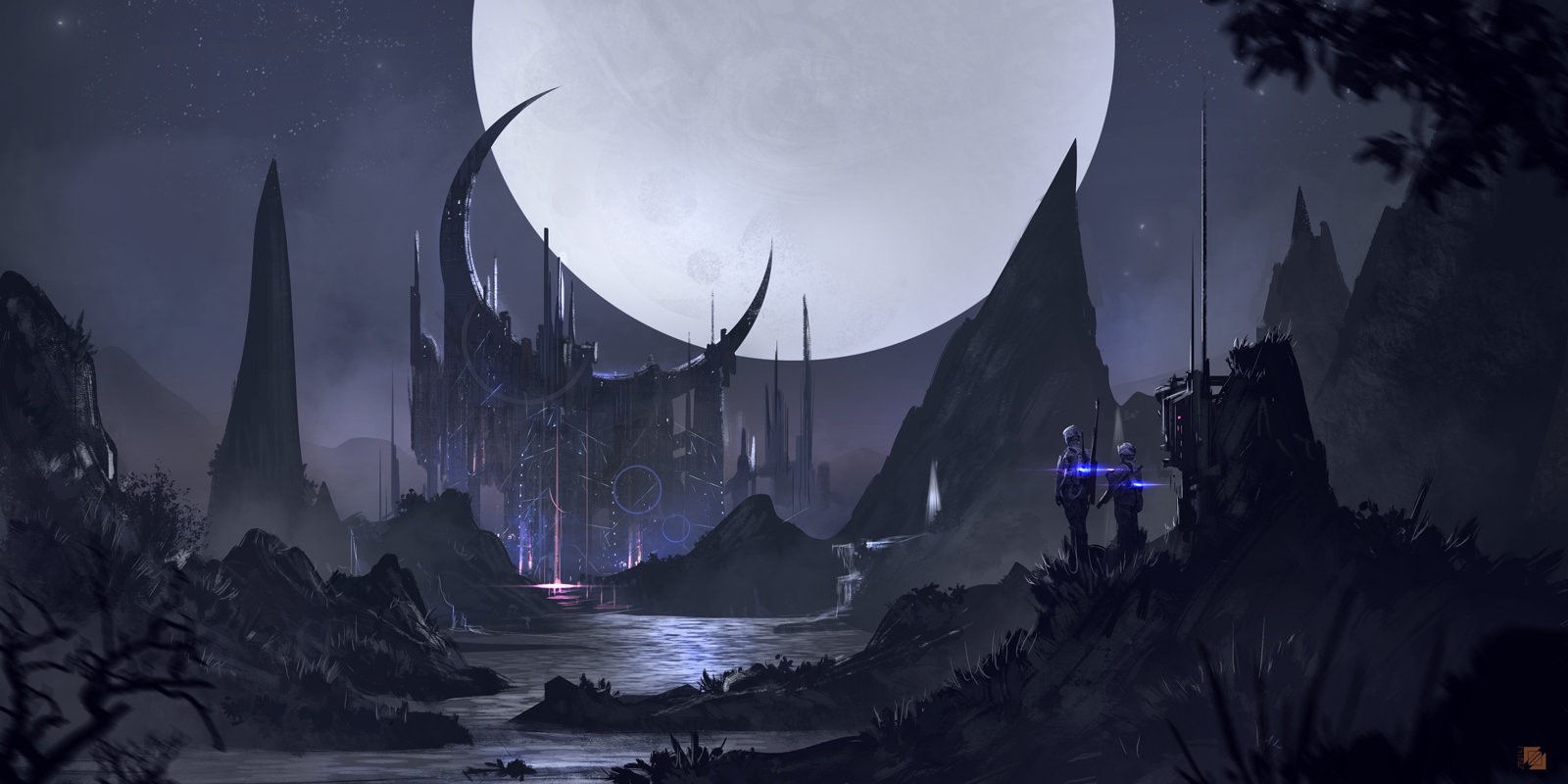 Science fiction artwork by Florent Llamas HD Wallpaper