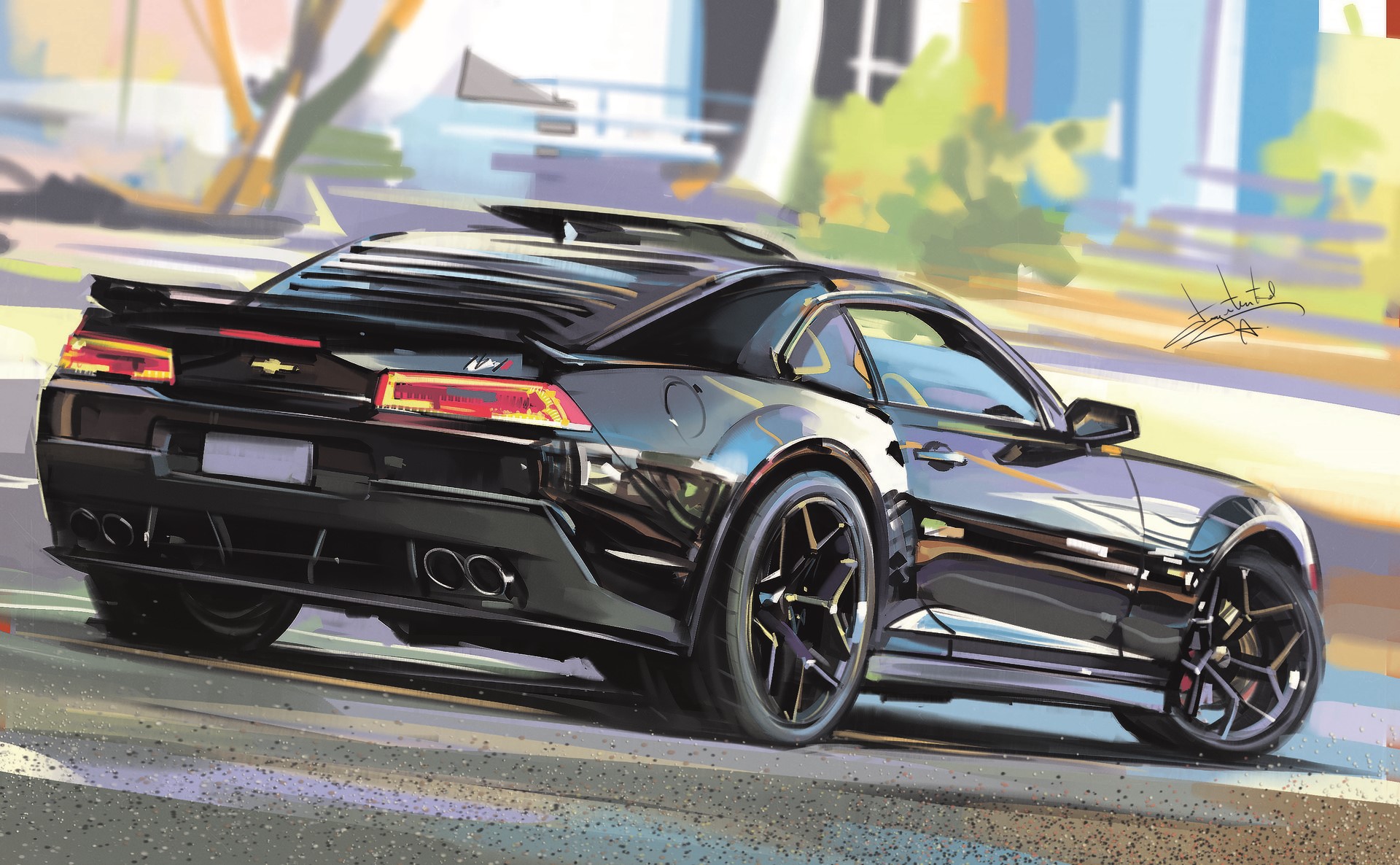 Black Chevrolet Camaro ZL1 sports car HD Wallpaper