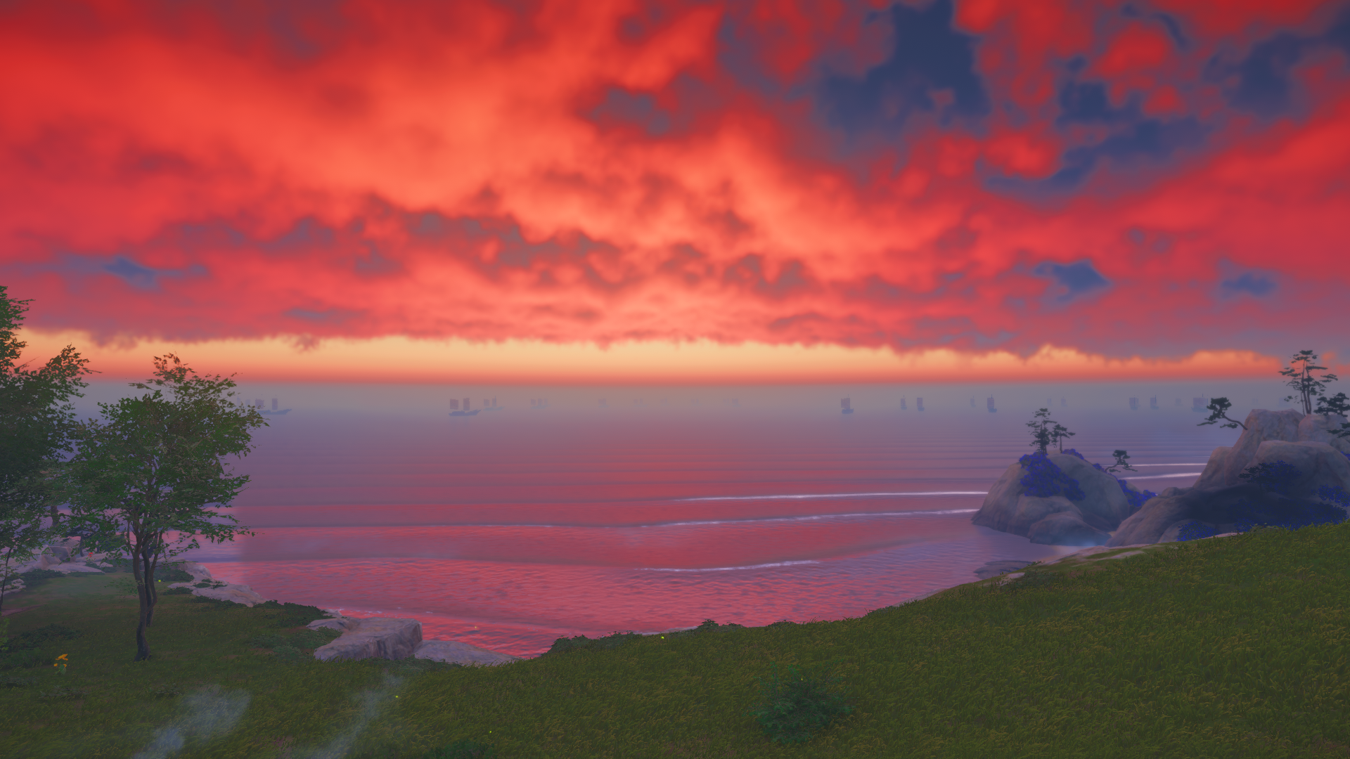 Ghost of Tsushima ocean sunset with islands HD Wallpaper