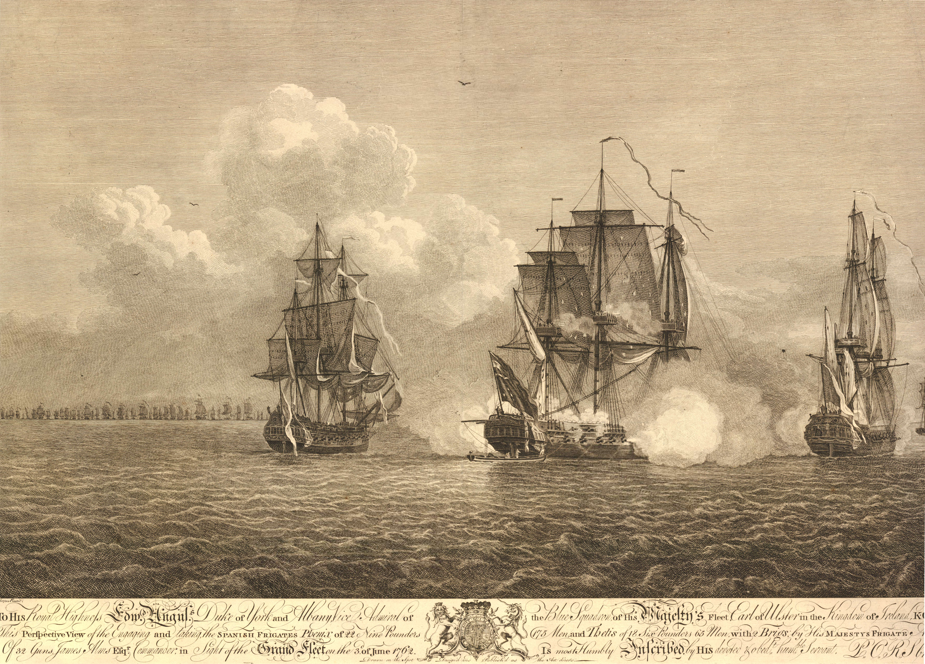 Naval Battle: Spanish Frigates in Sight of the Grand Fleet HD Wallpaper