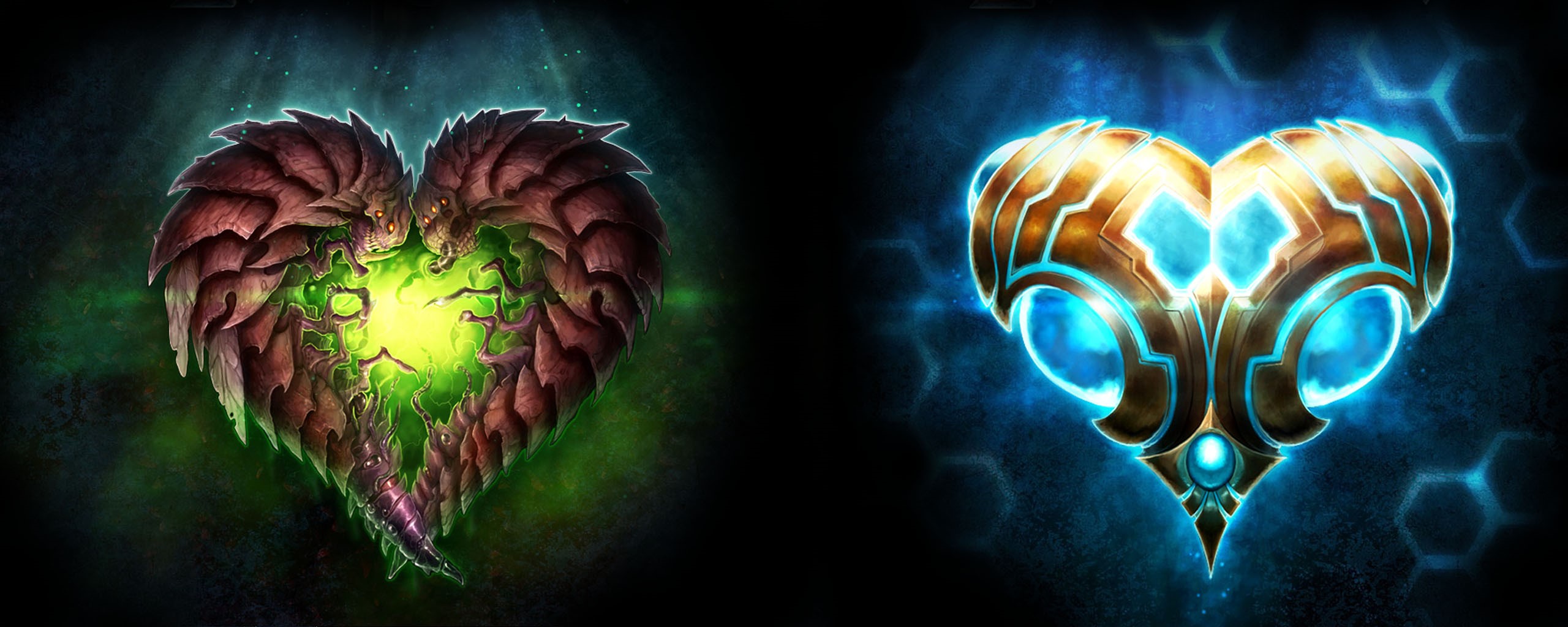 StarCraft Zerg and Protoss Heart Symbols HD Wallpaper