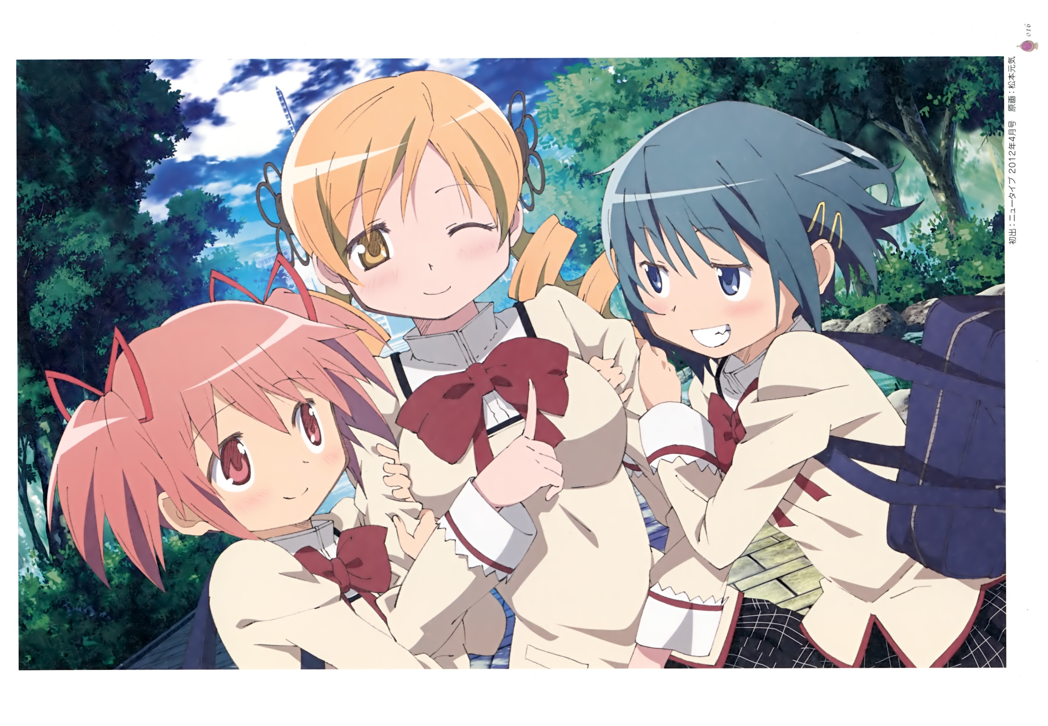 Mami, Sayaka, and Madoka from Mahou Shoujo Madoka Magica HD Wallpaper