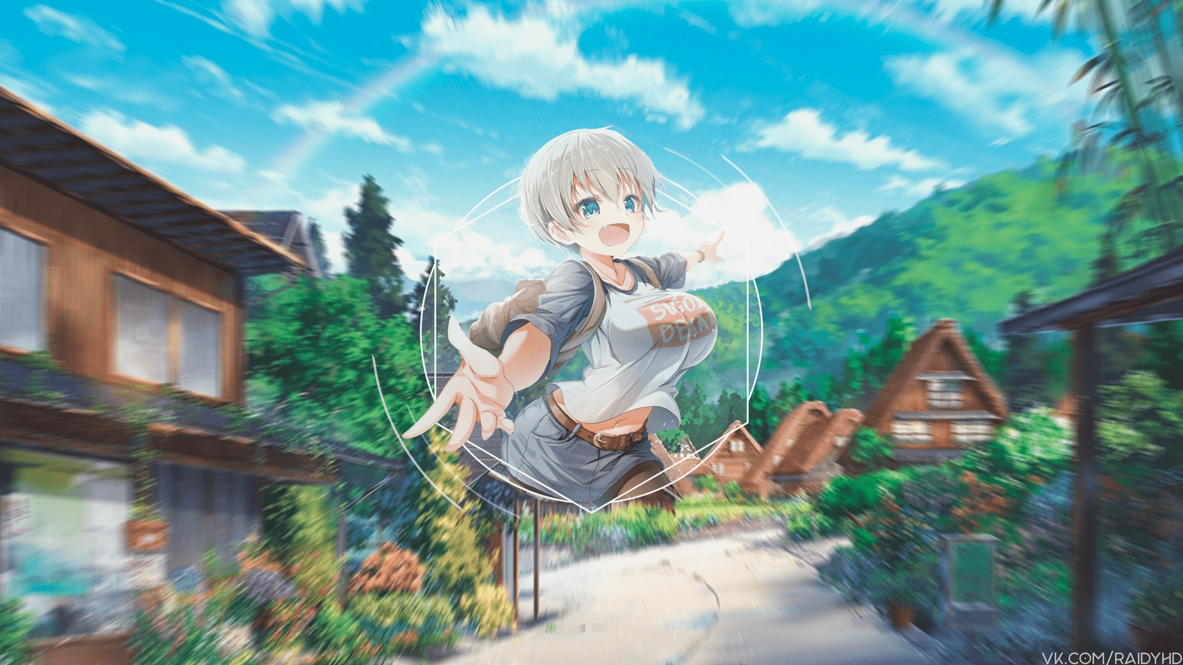 Uzaki-chan from Uzaki-chan wa Asobitai! in a village HD Wallpaper