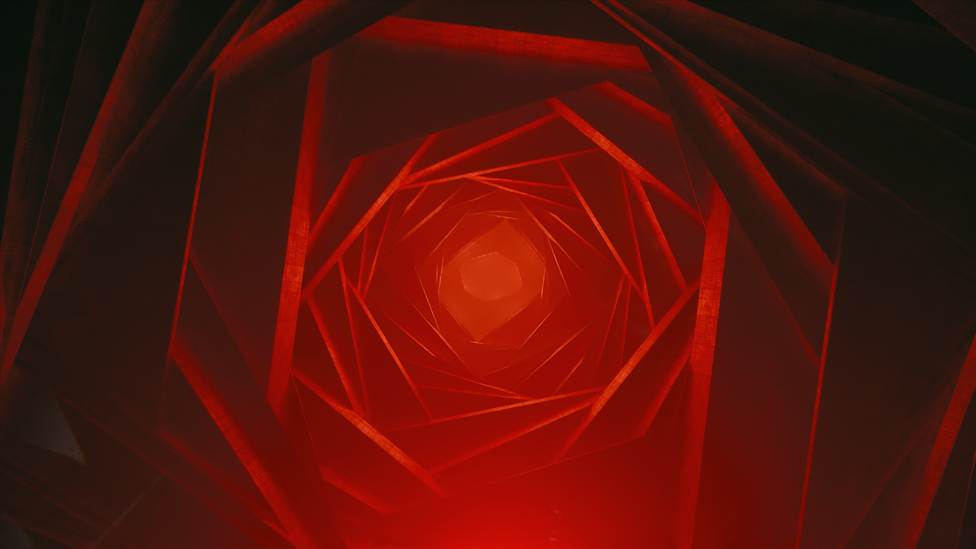 Abstract red geometric tunnel render HD Wallpaper