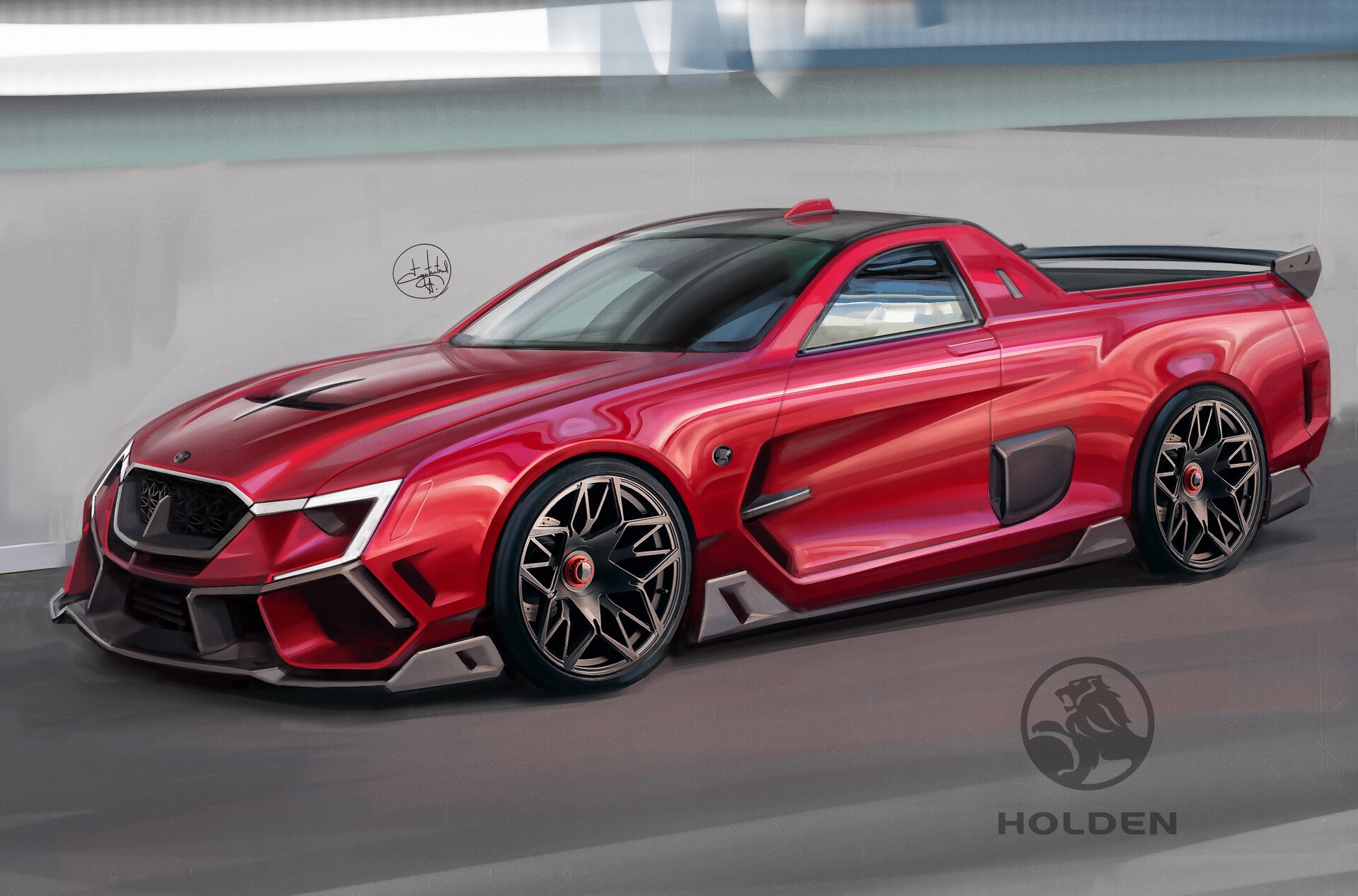 Red Holden Sports Concept Ute Design HD Wallpaper