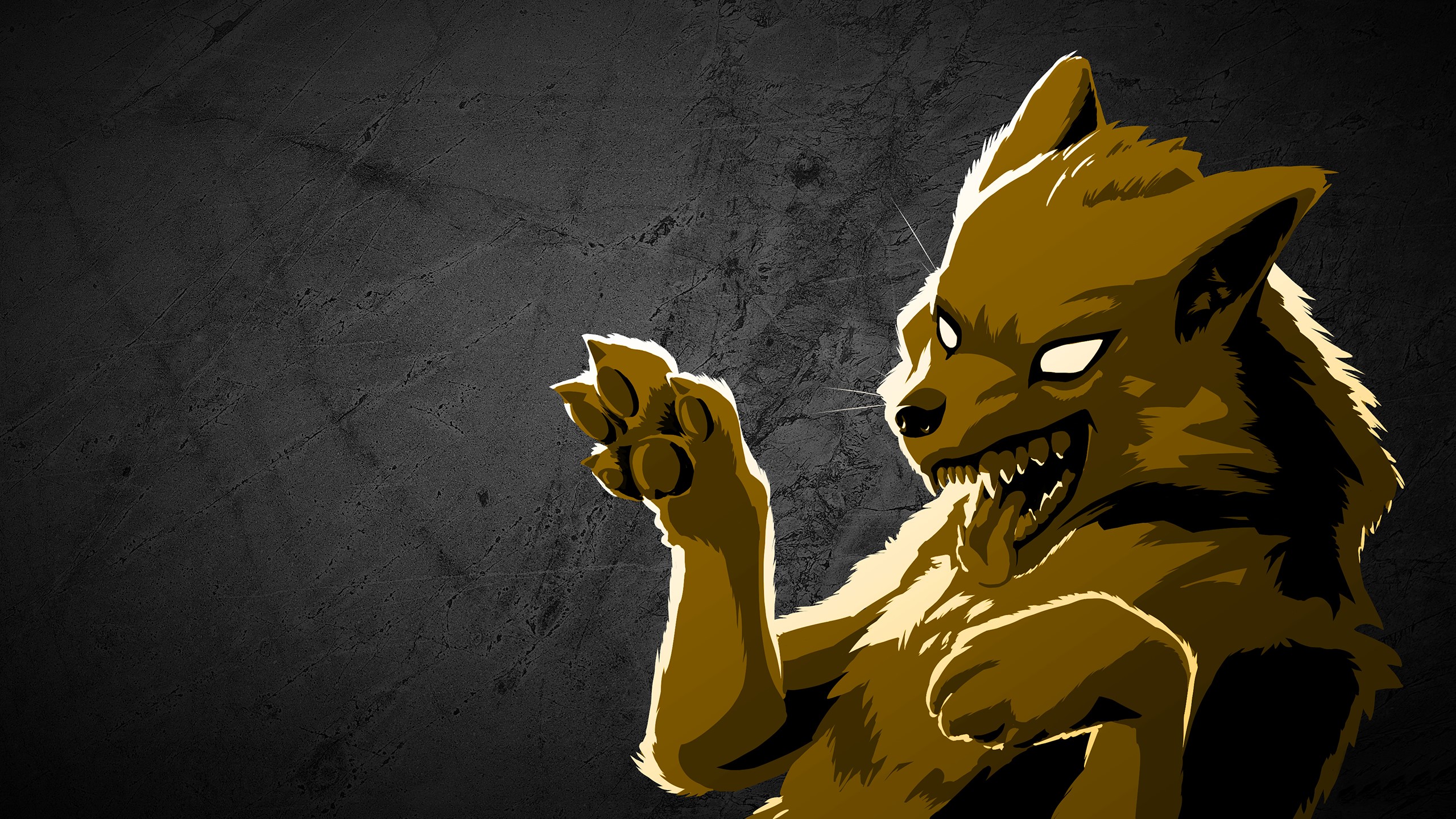 Stylized wolf with sharp teeth and glowing eyes HD Wallpaper