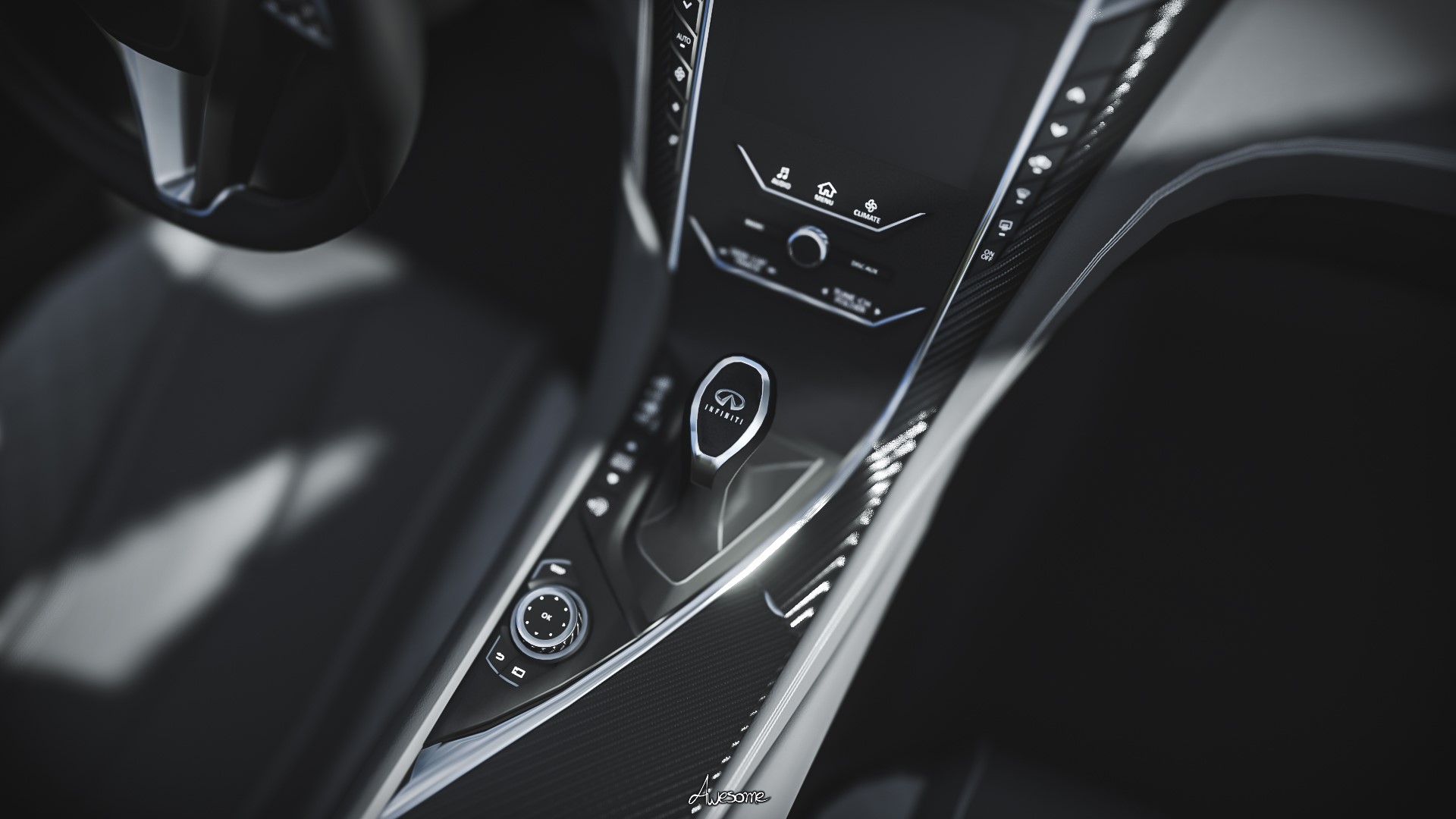 Infiniti Q60 Coupe car interior HD Wallpaper