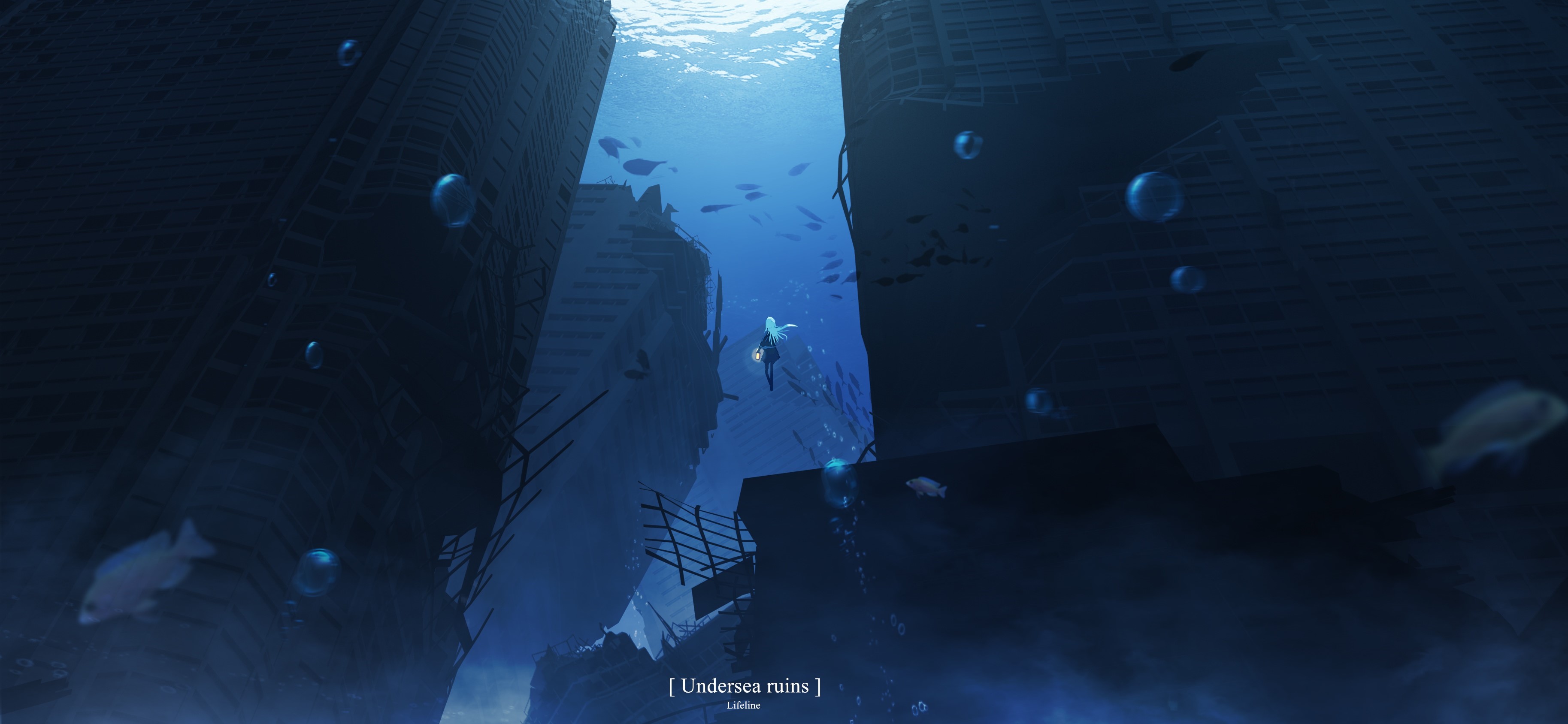 Lifeline in Undersea Ruins HD Wallpaper
