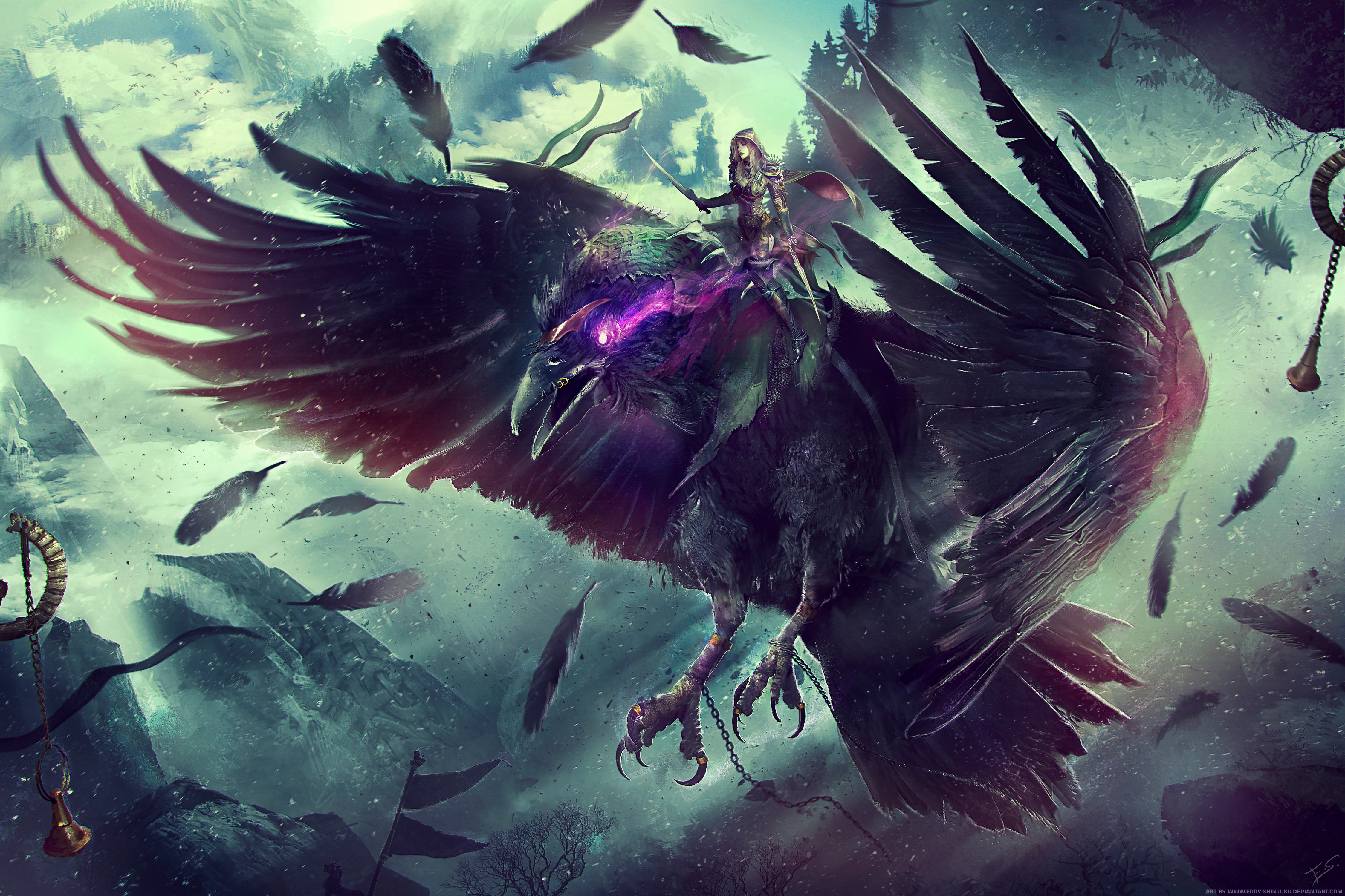 Druid riding a raven from World of Warcraft Legion HD Wallpaper