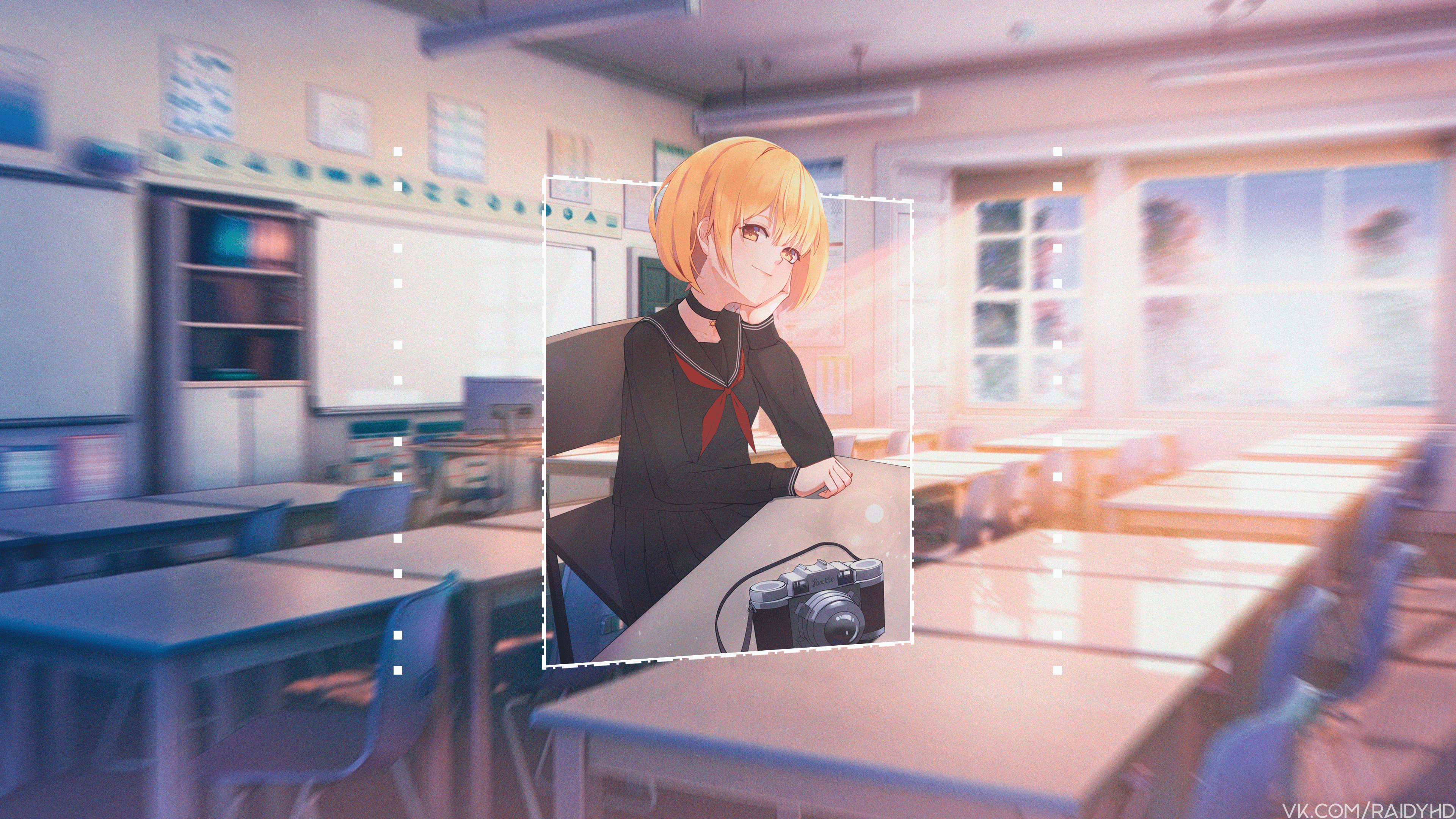 Yozora Mel from Hololive in a classroom HD Wallpaper