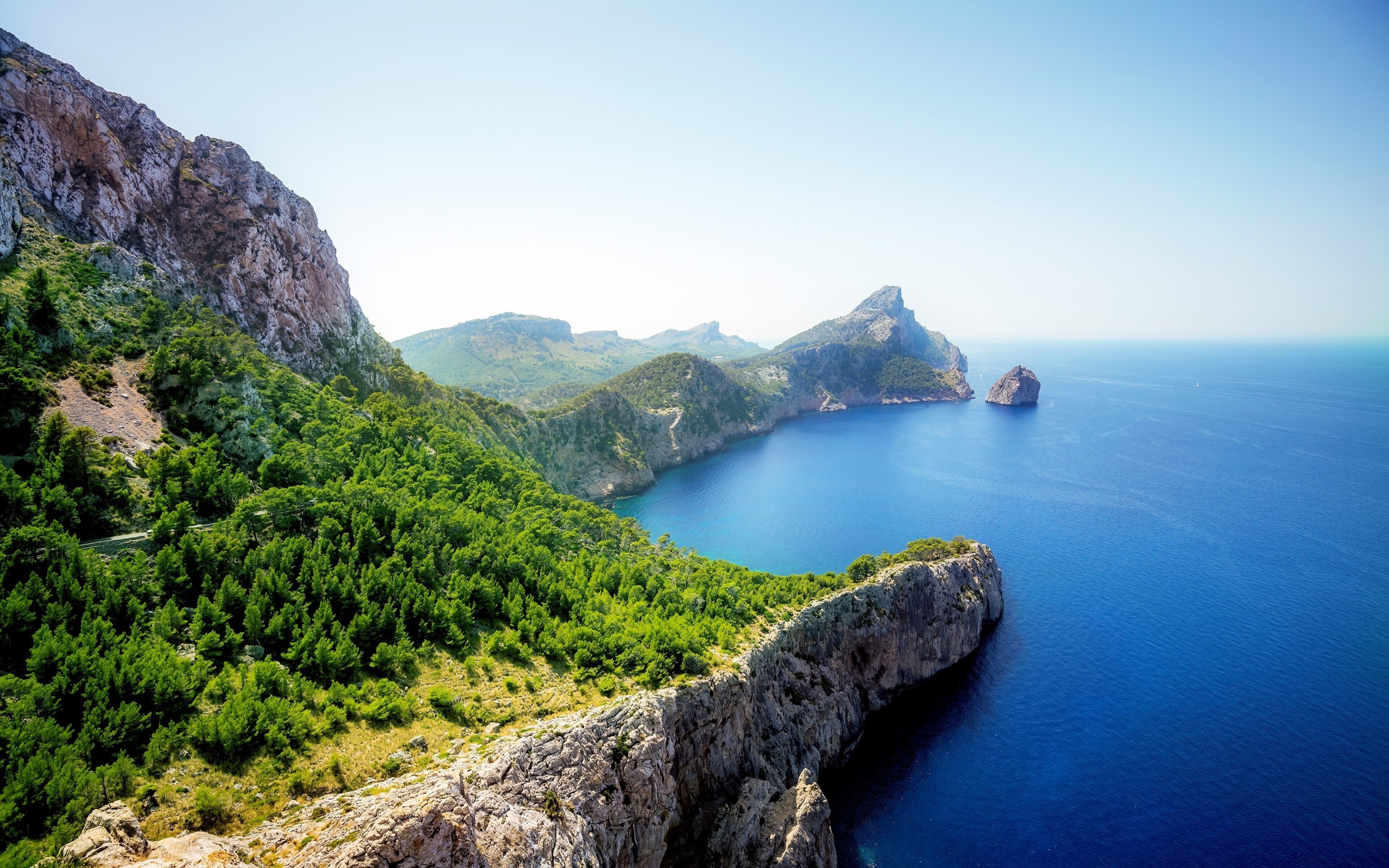 Mallorca Landscape with Cliffs and Blue Sea HD Wallpaper