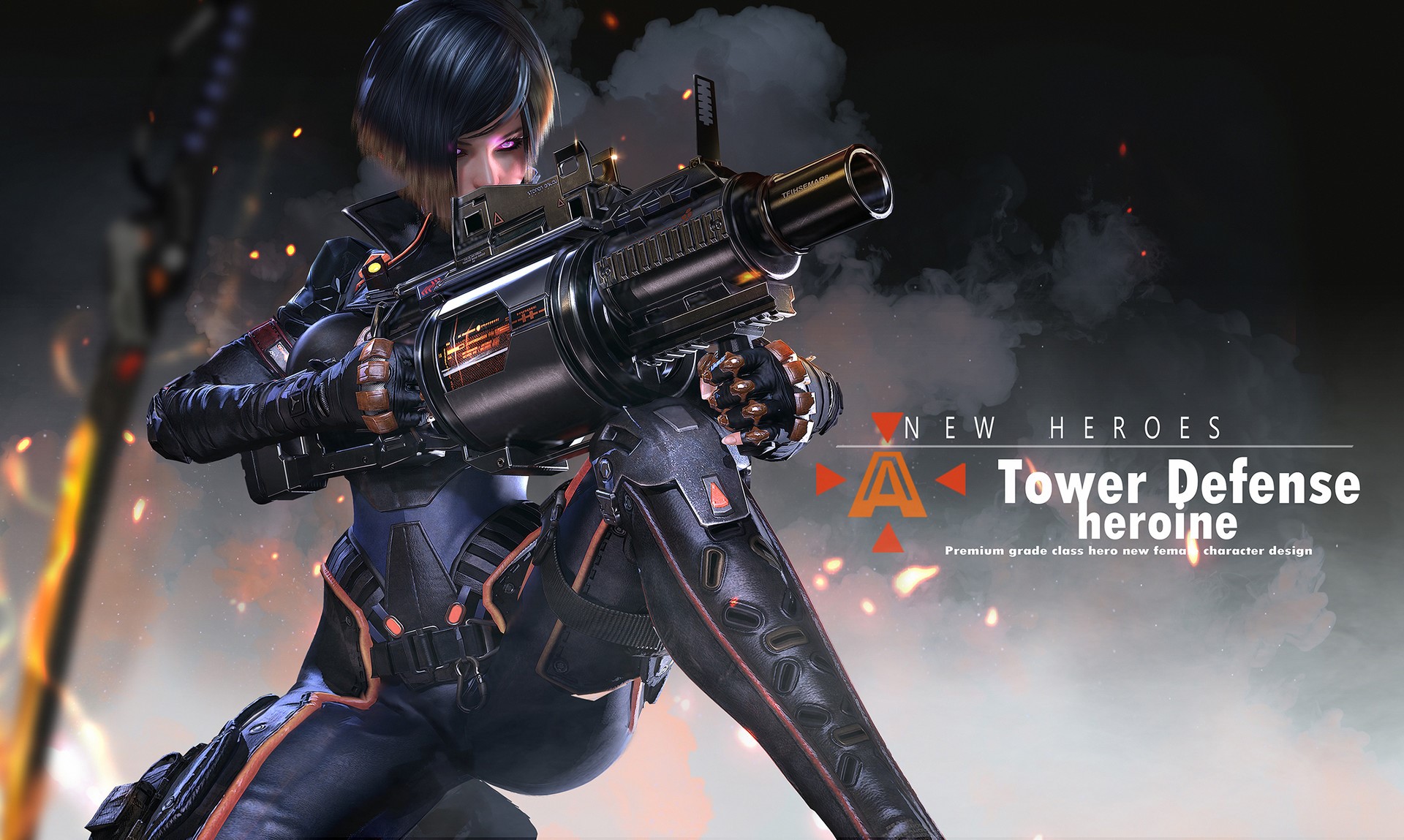Tower Defense heroine with gun HD Wallpaper