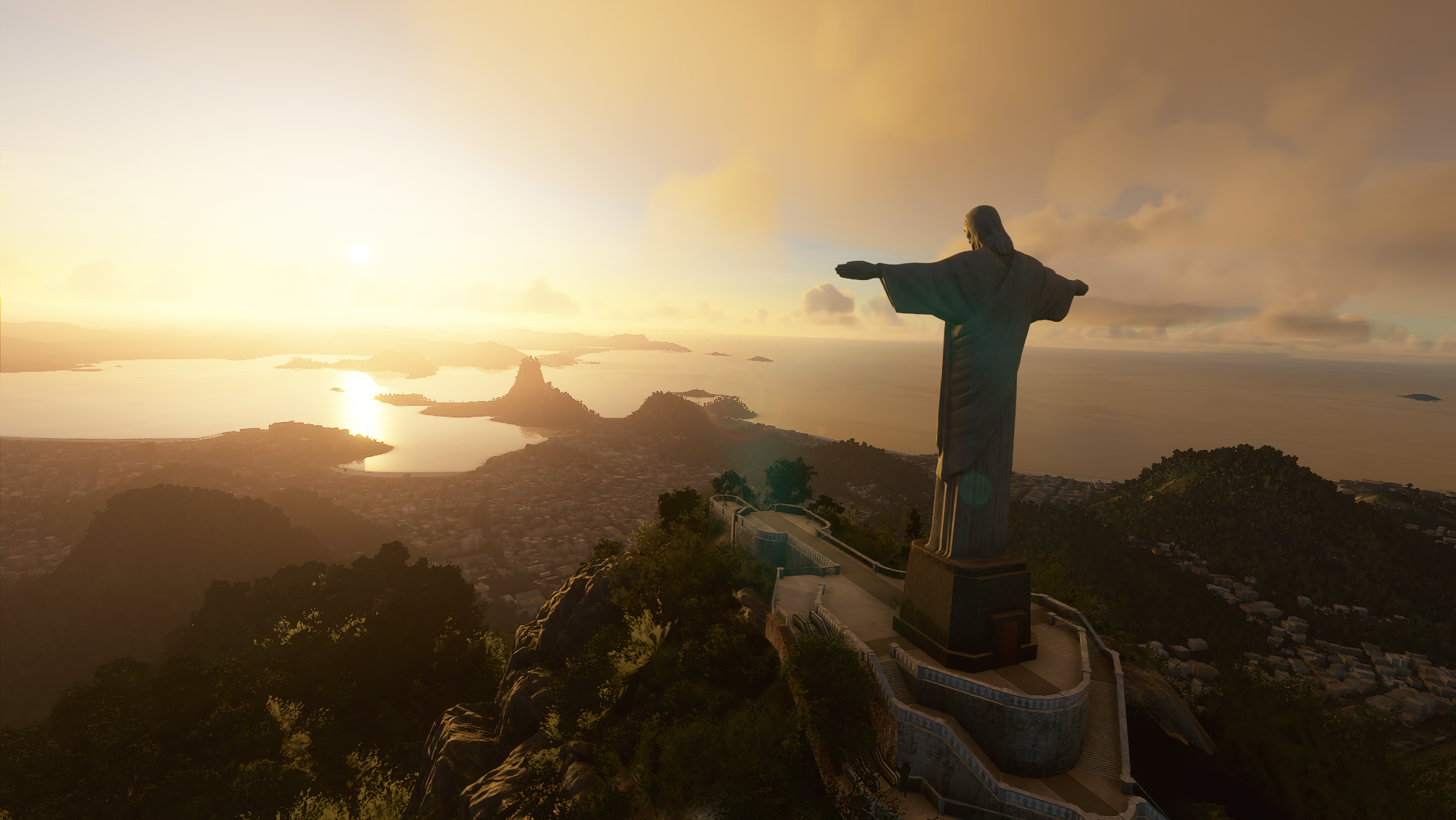 Christ the Redeemer statue at sunset in Rio de Janeiro HD Wallpaper