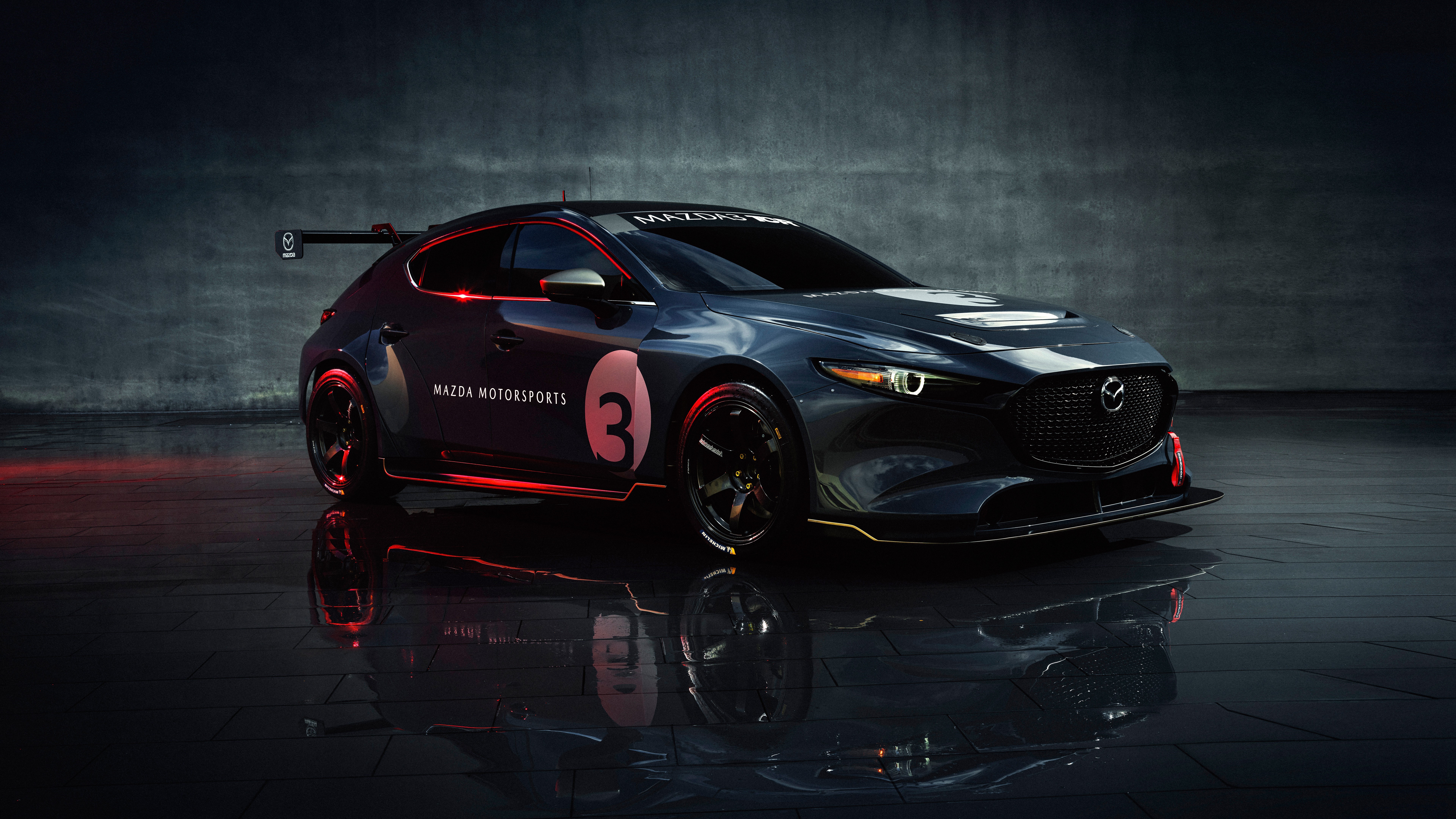Mazda 3 TCR 2019 race car with racing decals HD Wallpaper