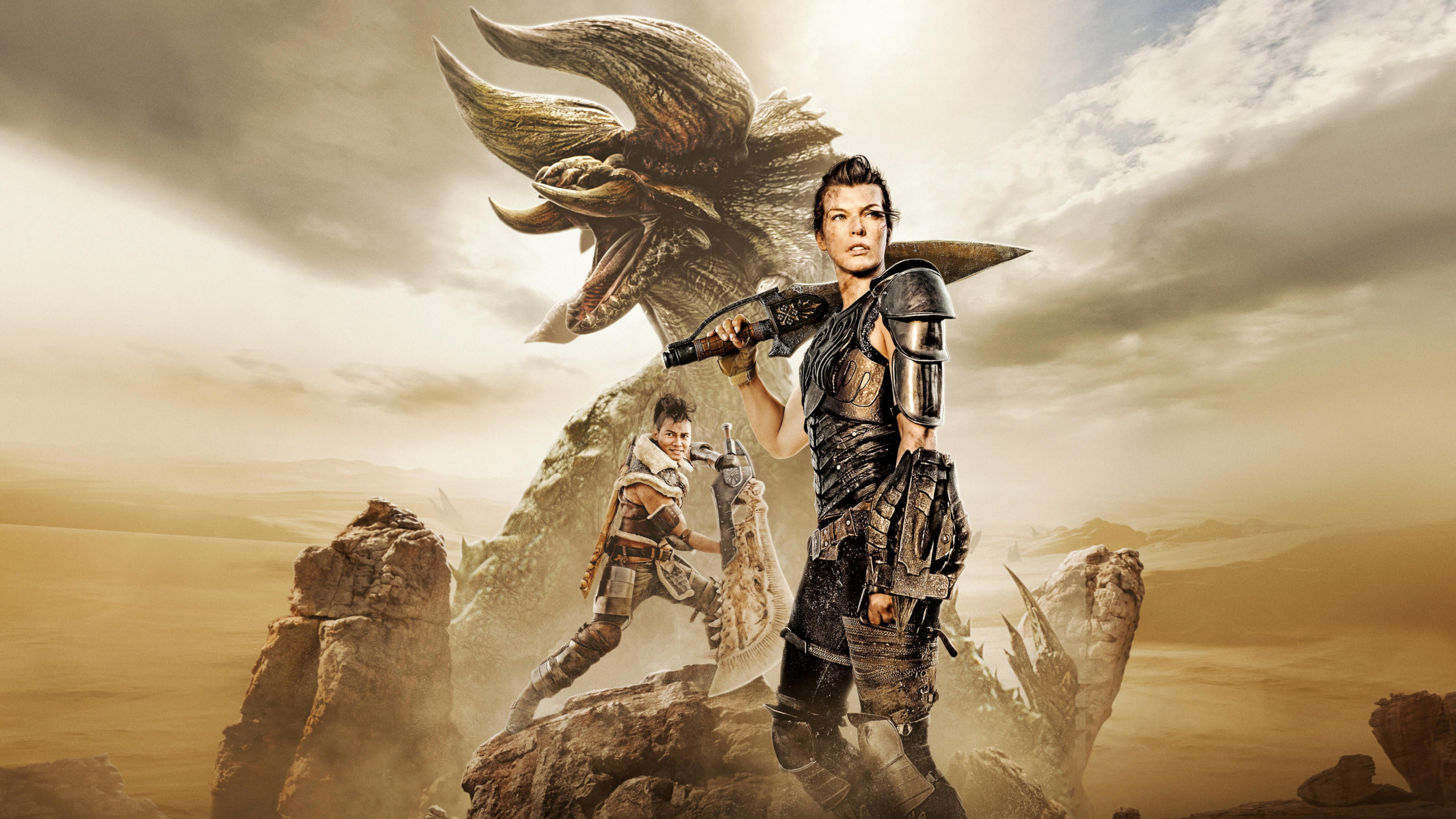 Milla Jovovich as Artemis faces Black Diablos in Monster Hunter HD Wallpaper