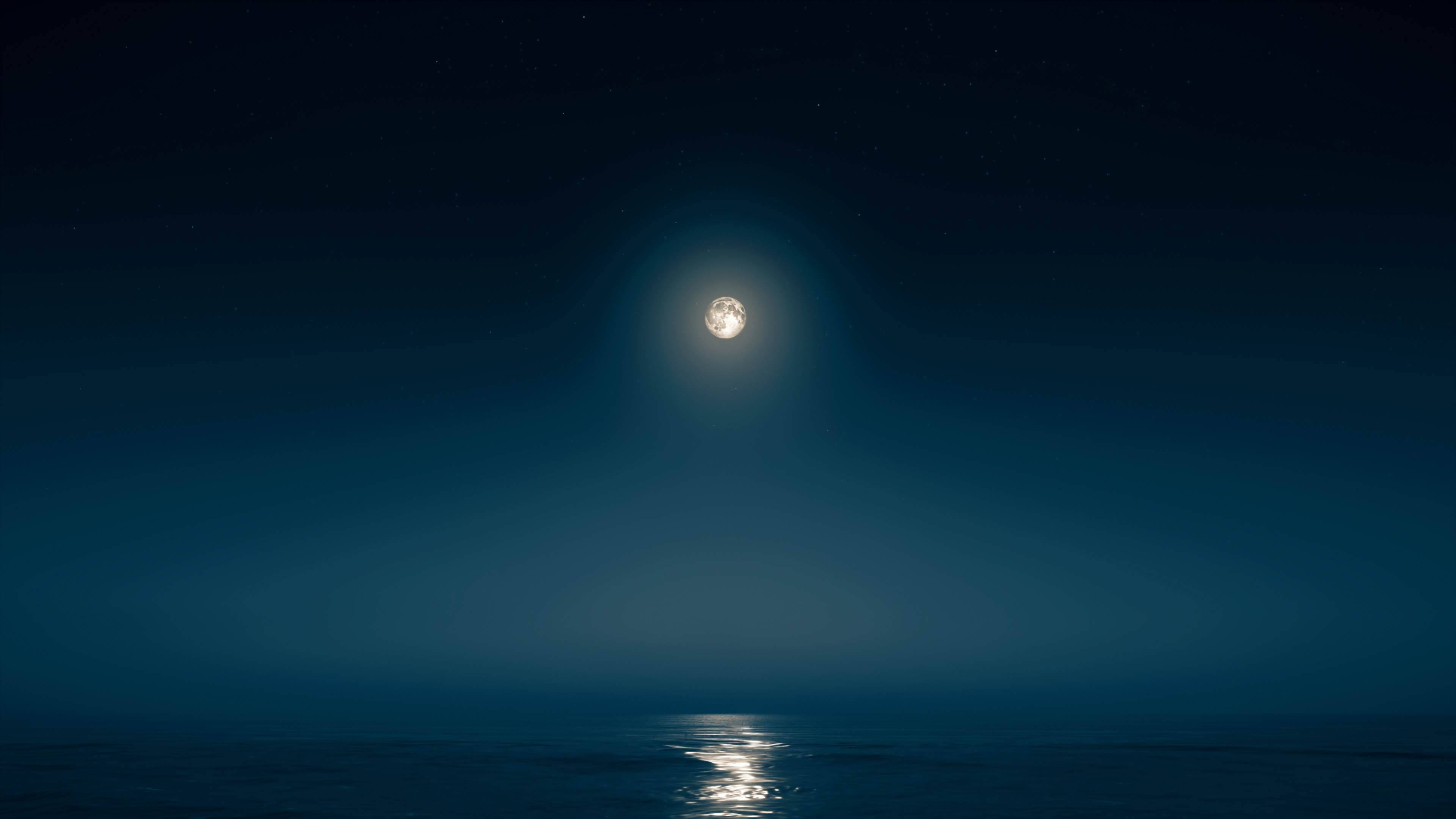 Moonlit Sea at Midnight HD Wallpaper