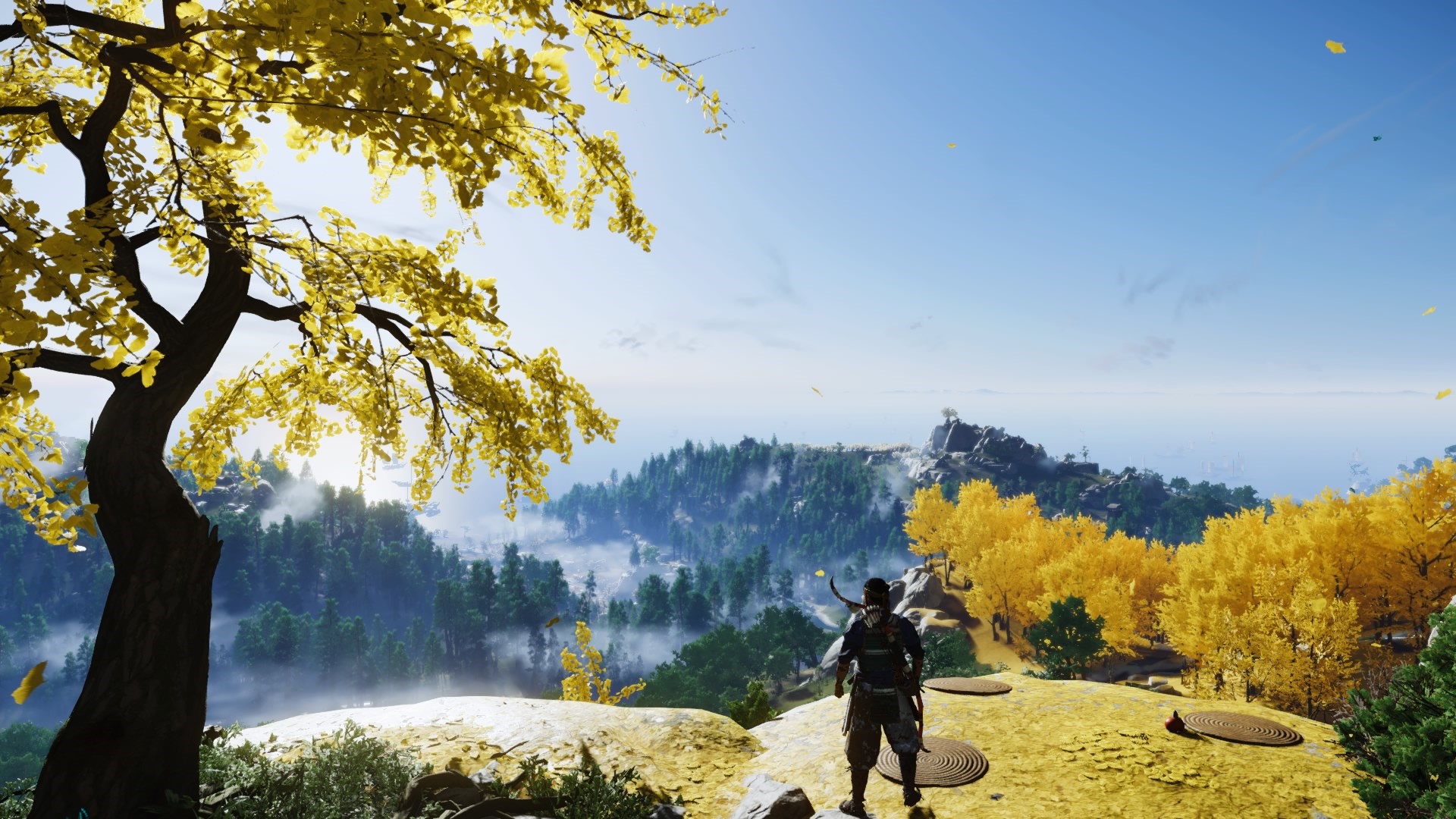 Jin Sakai from Ghost of Tsushima on a cliffside HD Wallpaper