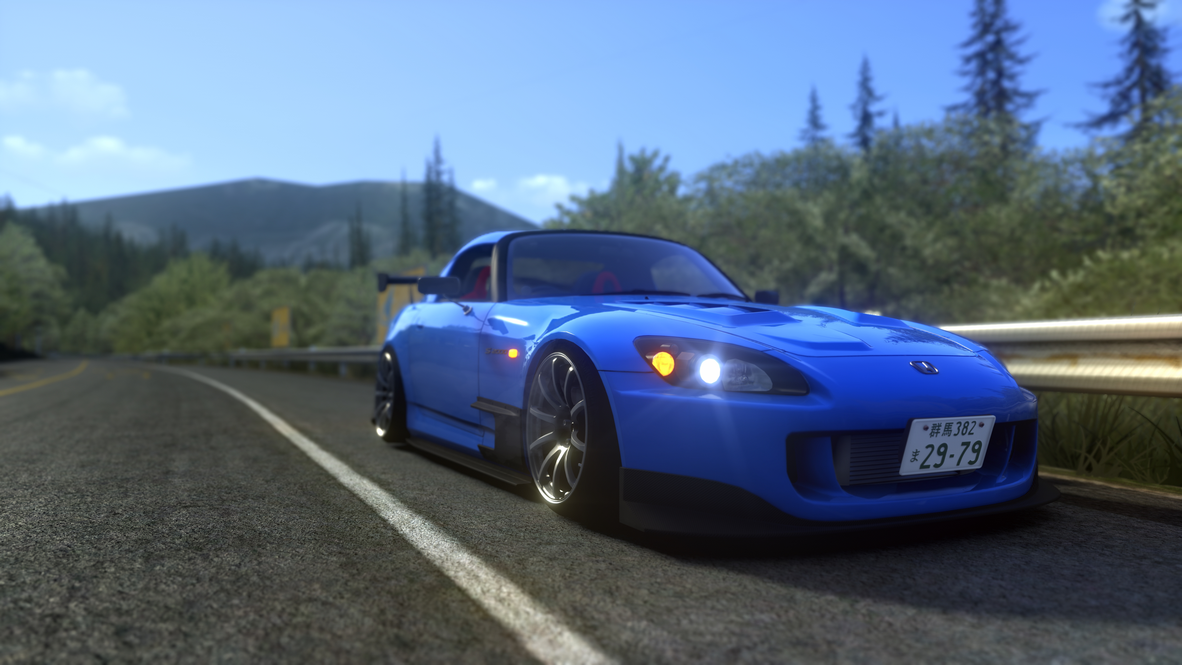 Blue Honda S2000 on a Mountain Road HD Wallpaper
