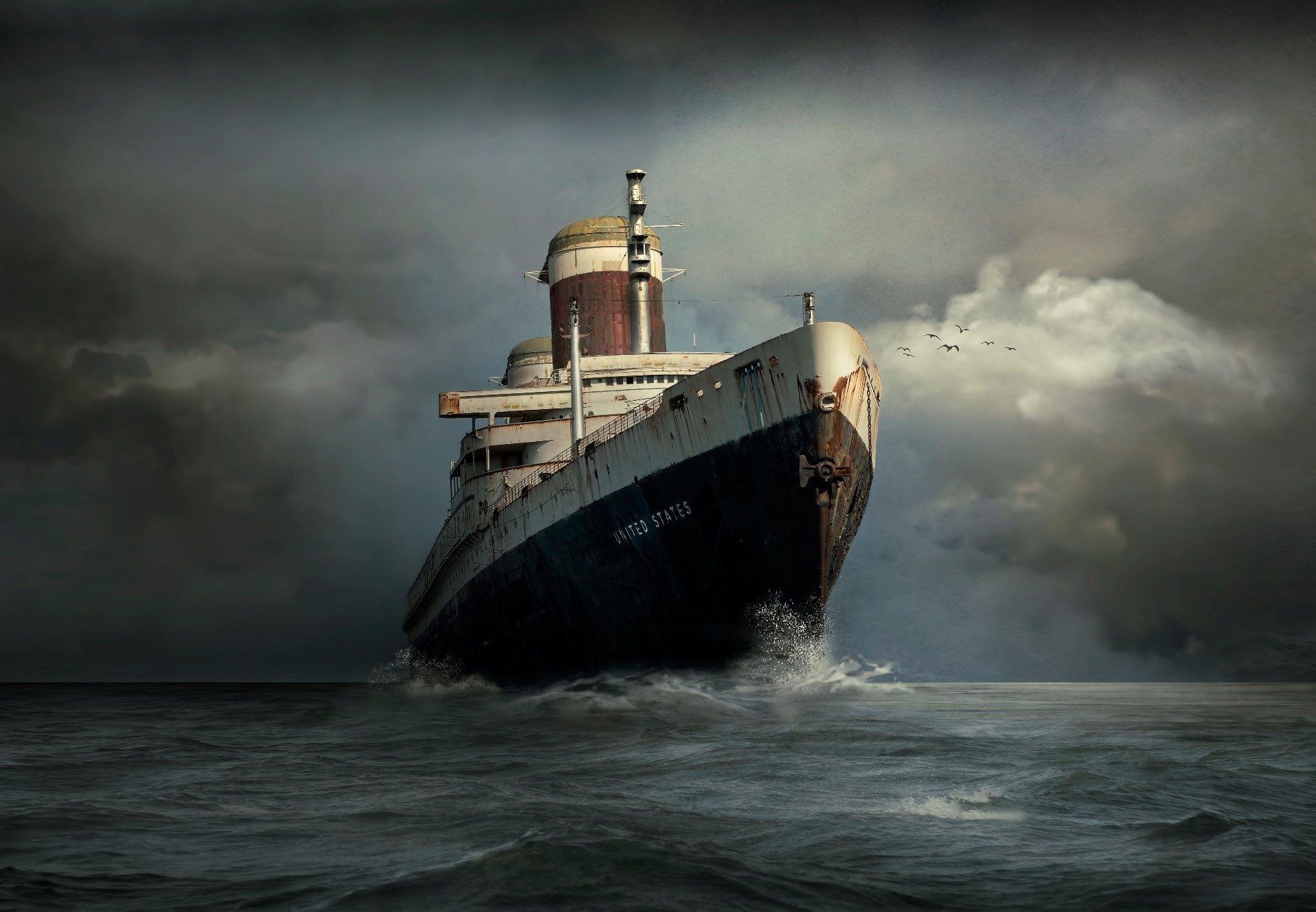 The SS United States ship in rough seas HD Wallpaper
