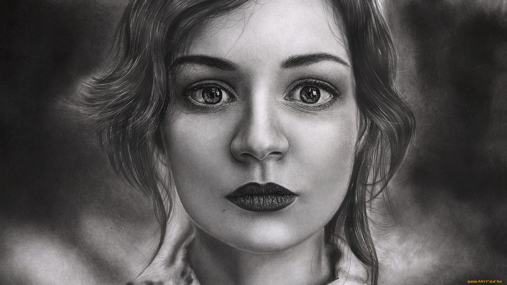 Monochrome portrait artwork of a woman's face HD Wallpaper