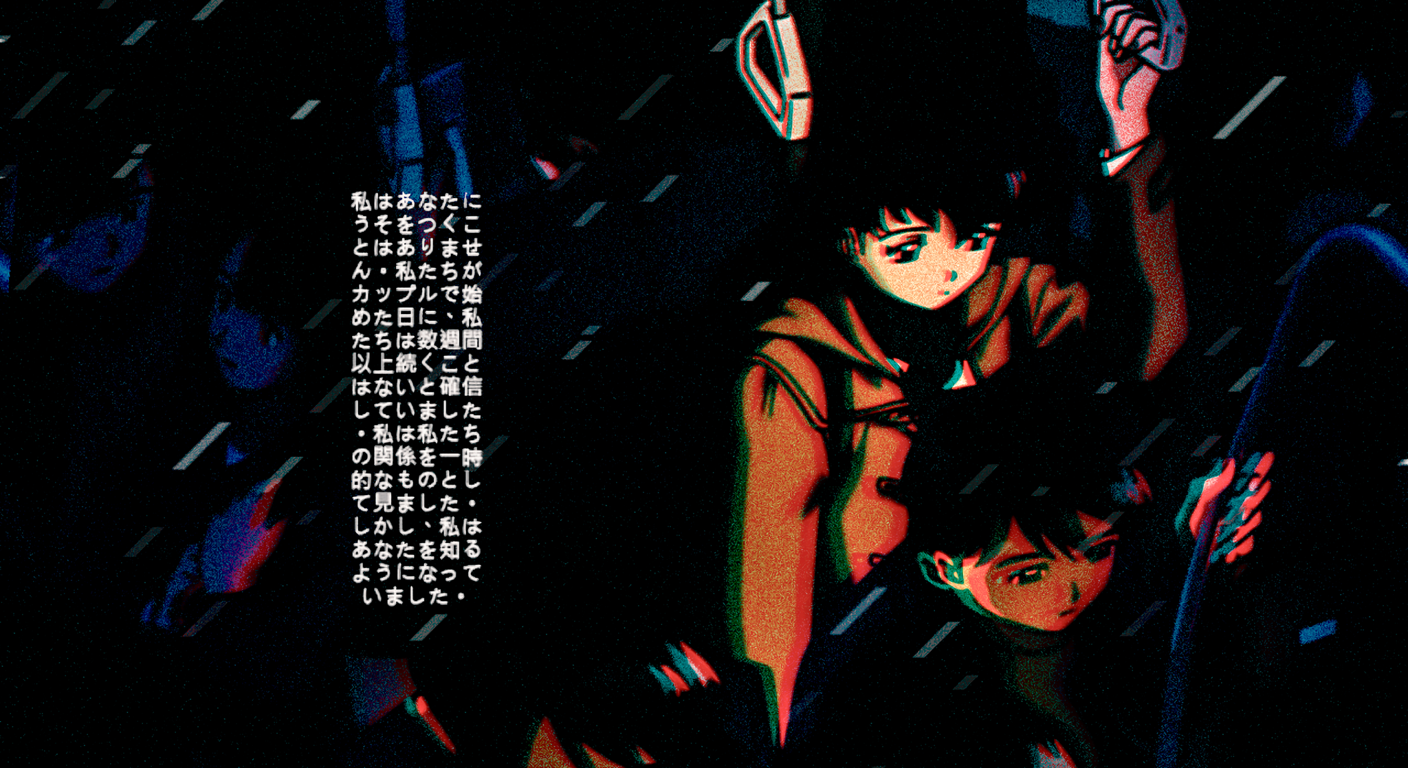 Anime girls on a train HD Wallpaper